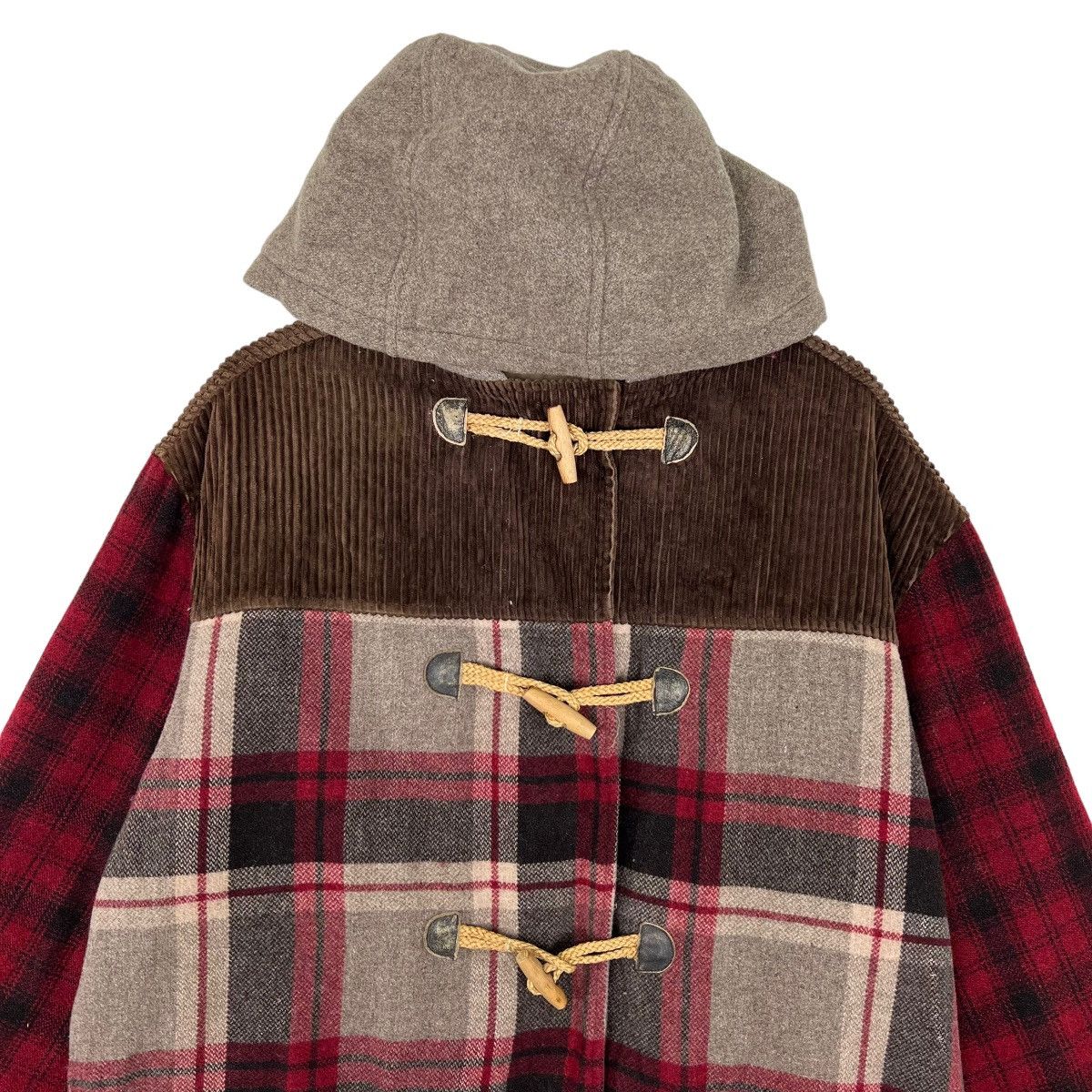 United Colors Of Benetton 🔥 UNITED COLORS OF BENETTON PATCHWORK PLAID DUFFEL JACKET Size US M / EU 48-50 / 2 - 3 Thumbnail