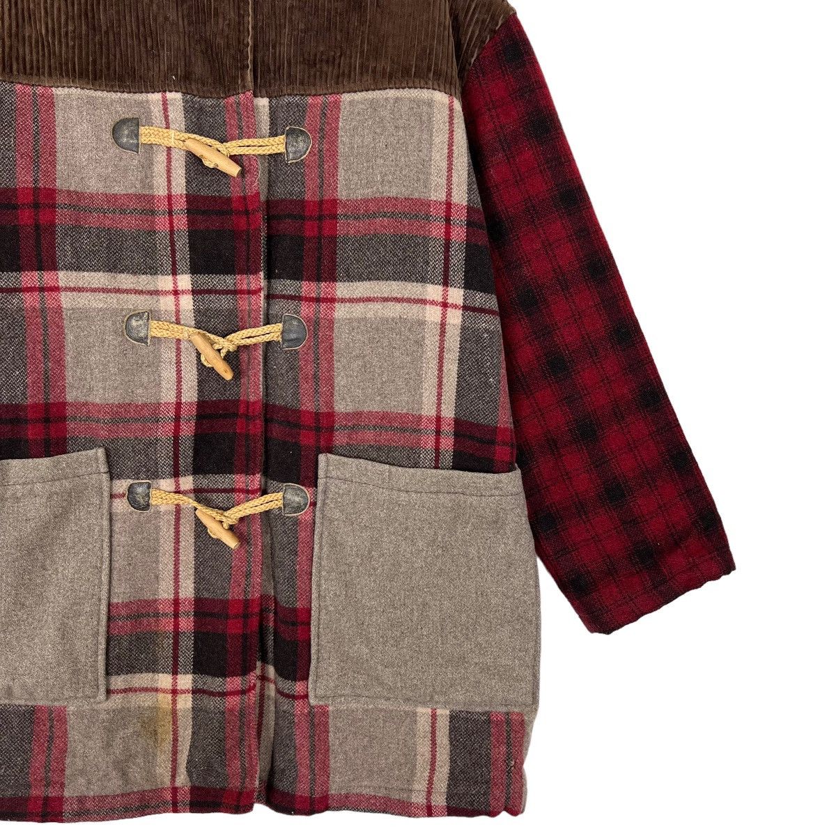 United Colors Of Benetton 🔥 UNITED COLORS OF BENETTON PATCHWORK PLAID DUFFEL JACKET Size US M / EU 48-50 / 2 - 4 Thumbnail