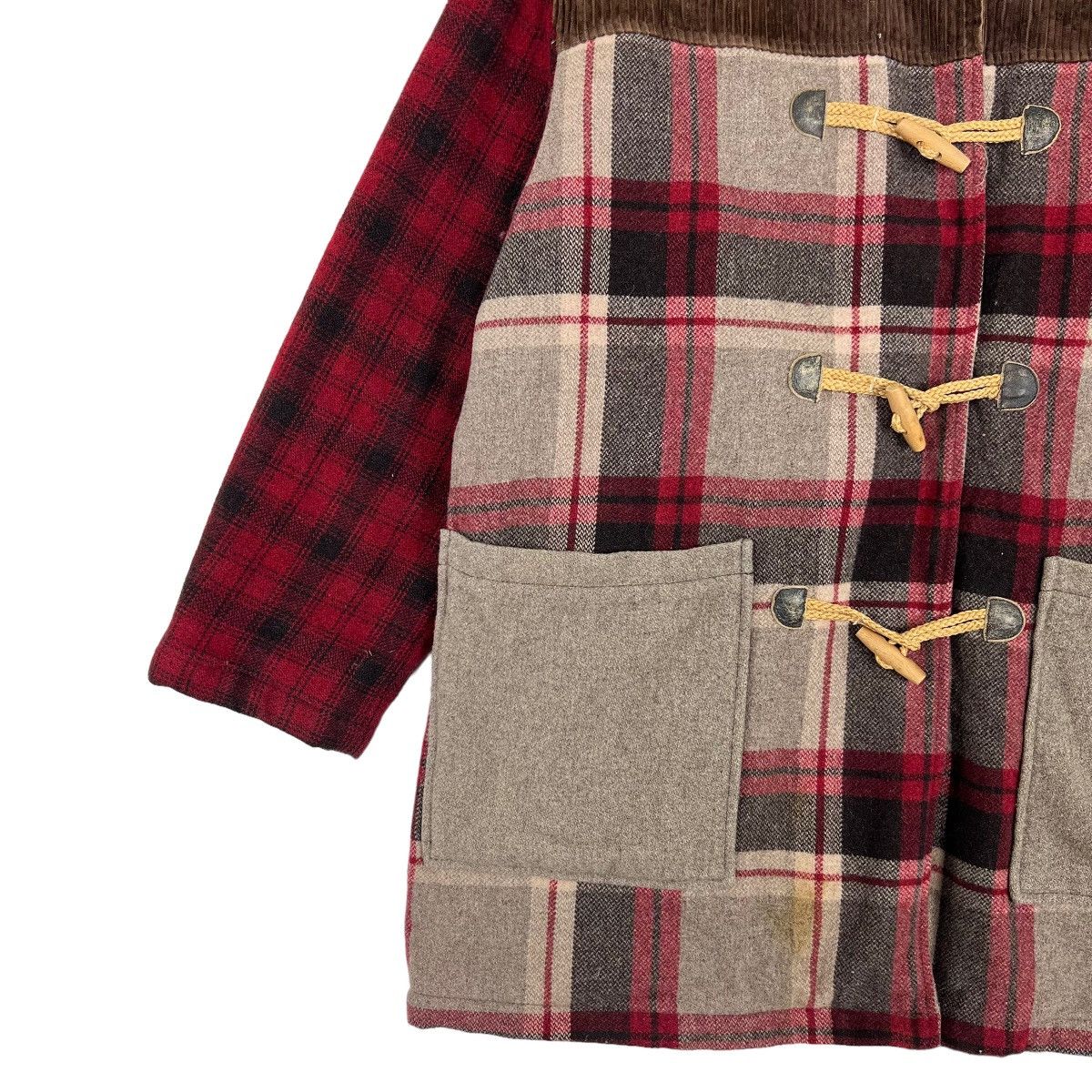 United Colors Of Benetton 🔥 UNITED COLORS OF BENETTON PATCHWORK PLAID DUFFEL JACKET Size US M / EU 48-50 / 2 - 2 Thumbnail