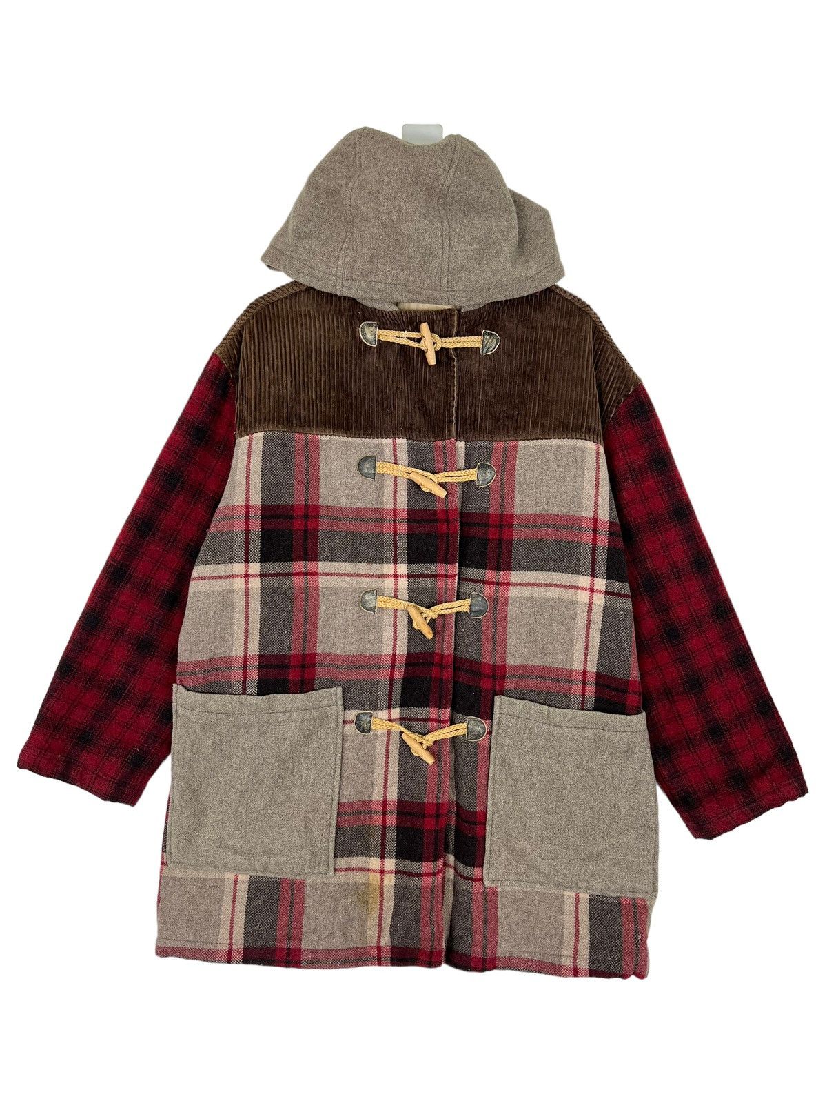 United Colors Of Benetton 🔥 UNITED COLORS OF BENETTON PATCHWORK PLAID DUFFEL JACKET Size US M / EU 48-50 / 2 - 5 Thumbnail