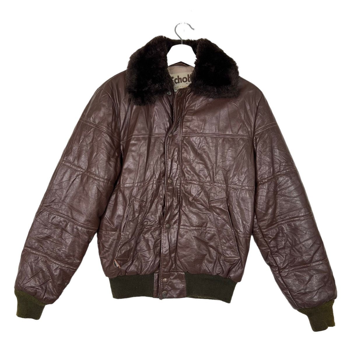 Schott 🔥 VINTAGE SCHOTT SHEARLING TRIM LEATHER BOMBER JACKET Size US M / EU 48-50 / 2 - 1 Thumbnail