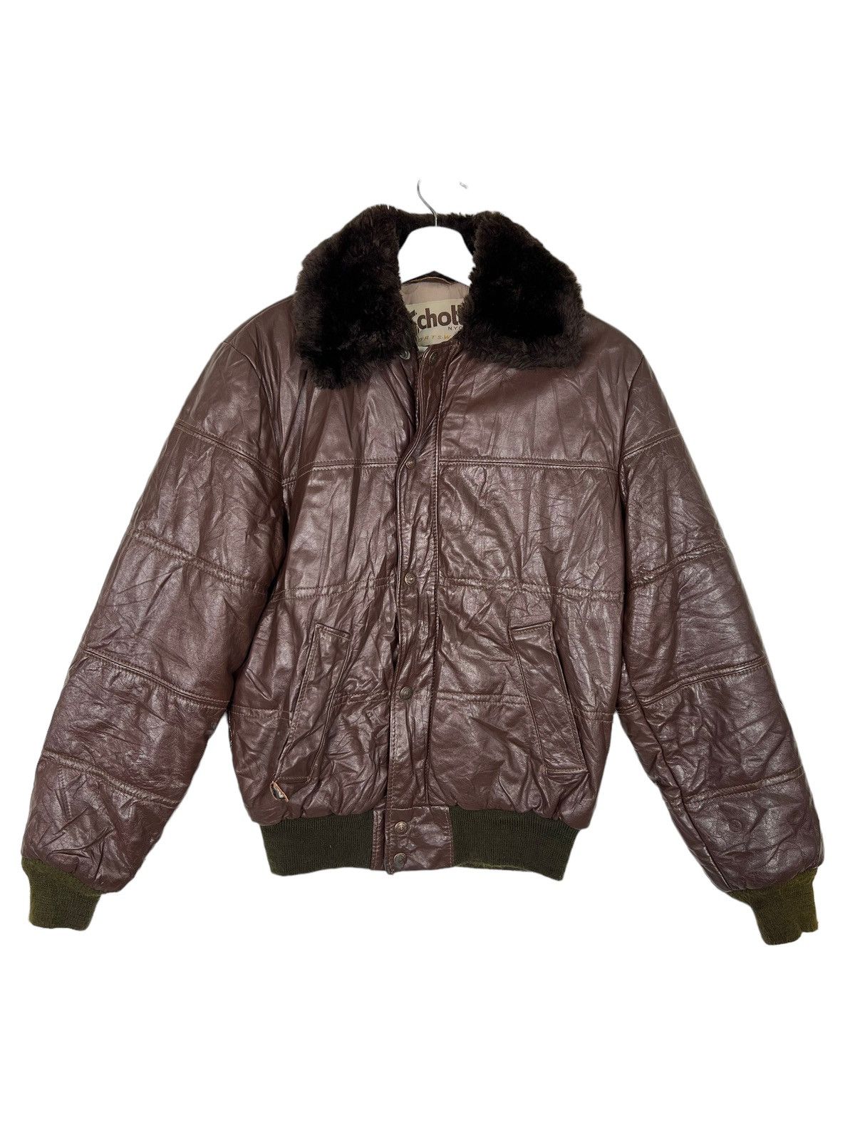 Schott 🔥 VINTAGE SCHOTT SHEARLING TRIM LEATHER BOMBER JACKET Size US M / EU 48-50 / 2 - 6 Thumbnail