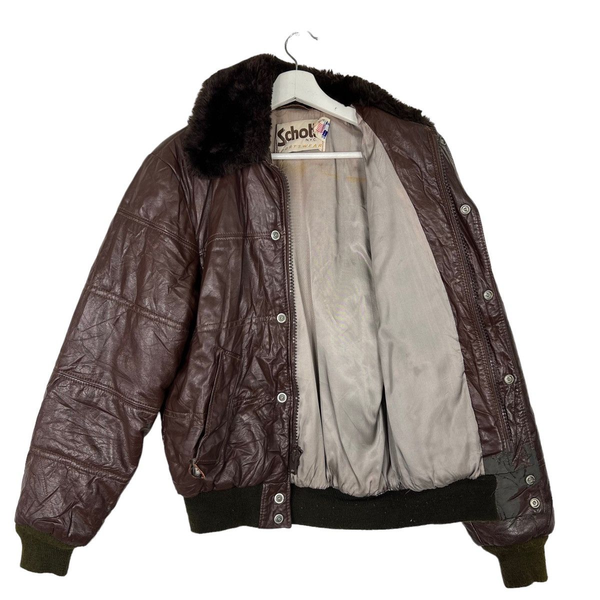 Schott 🔥 VINTAGE SCHOTT SHEARLING TRIM LEATHER BOMBER JACKET Size US M / EU 48-50 / 2 - 7 Thumbnail