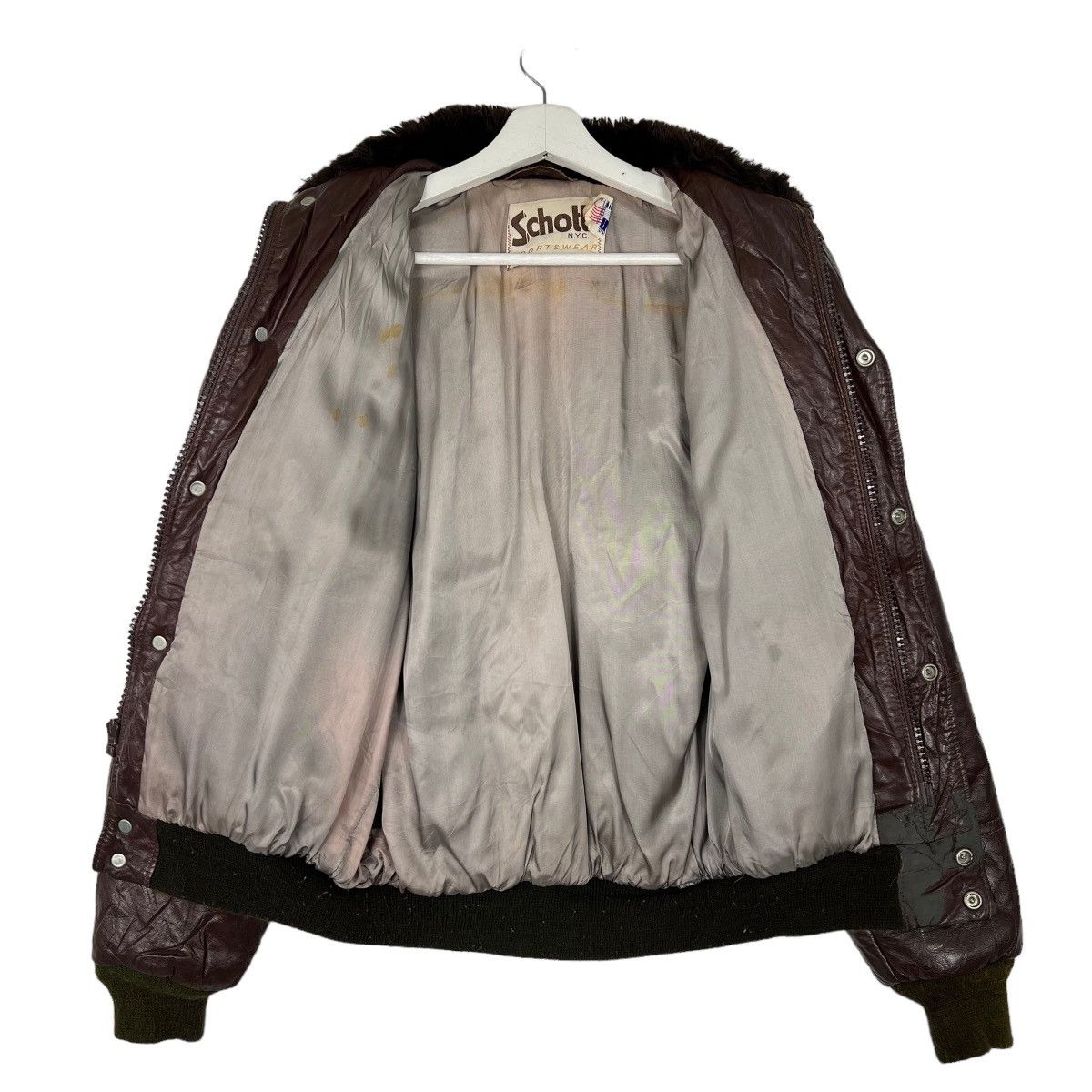 Schott 🔥 VINTAGE SCHOTT SHEARLING TRIM LEATHER BOMBER JACKET Size US M / EU 48-50 / 2 - 8 Thumbnail