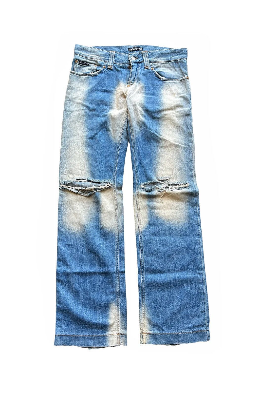 image of Dolce Gabbana Hippy Fade Distressed Denim in Blue, Men's (Size 34)