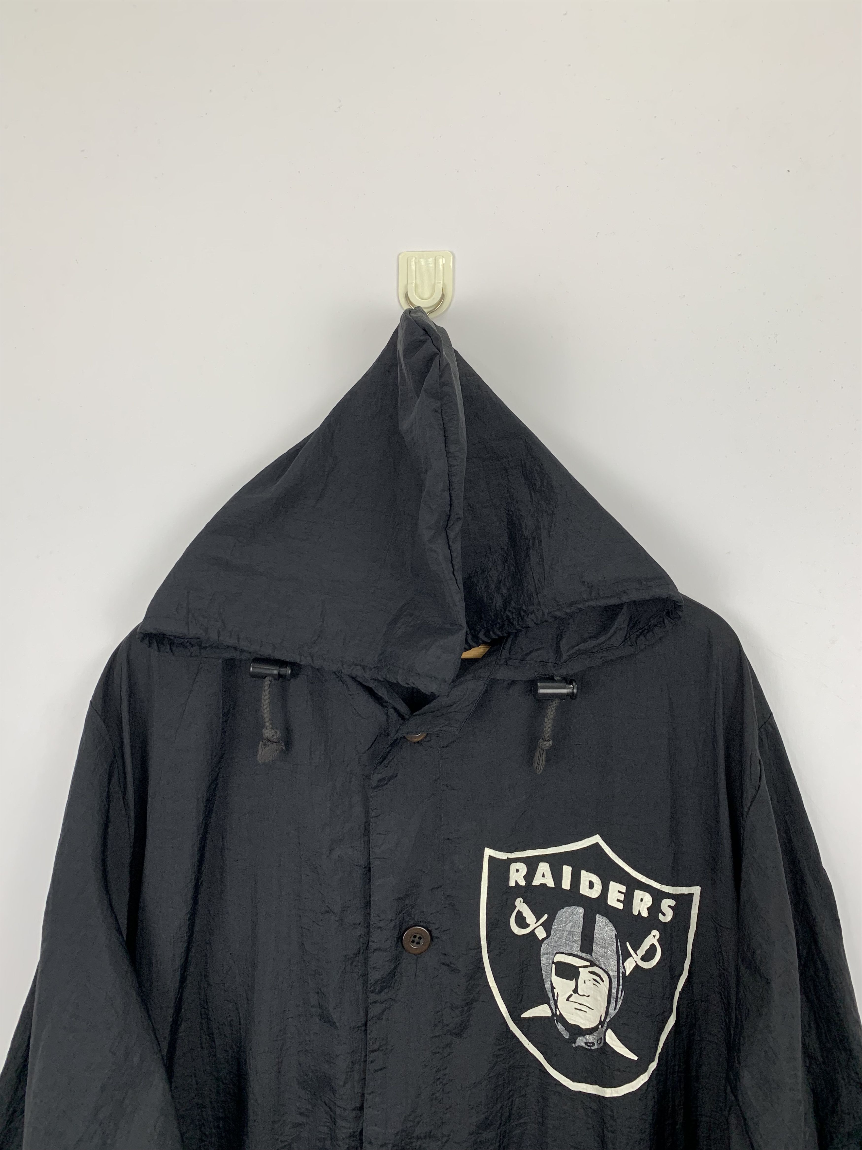 NFL Vintage 90s Raiders Big Logo Long Hoodie Jacket J0958 Size US L / EU 52-54 / 3 - 7 Thumbnail