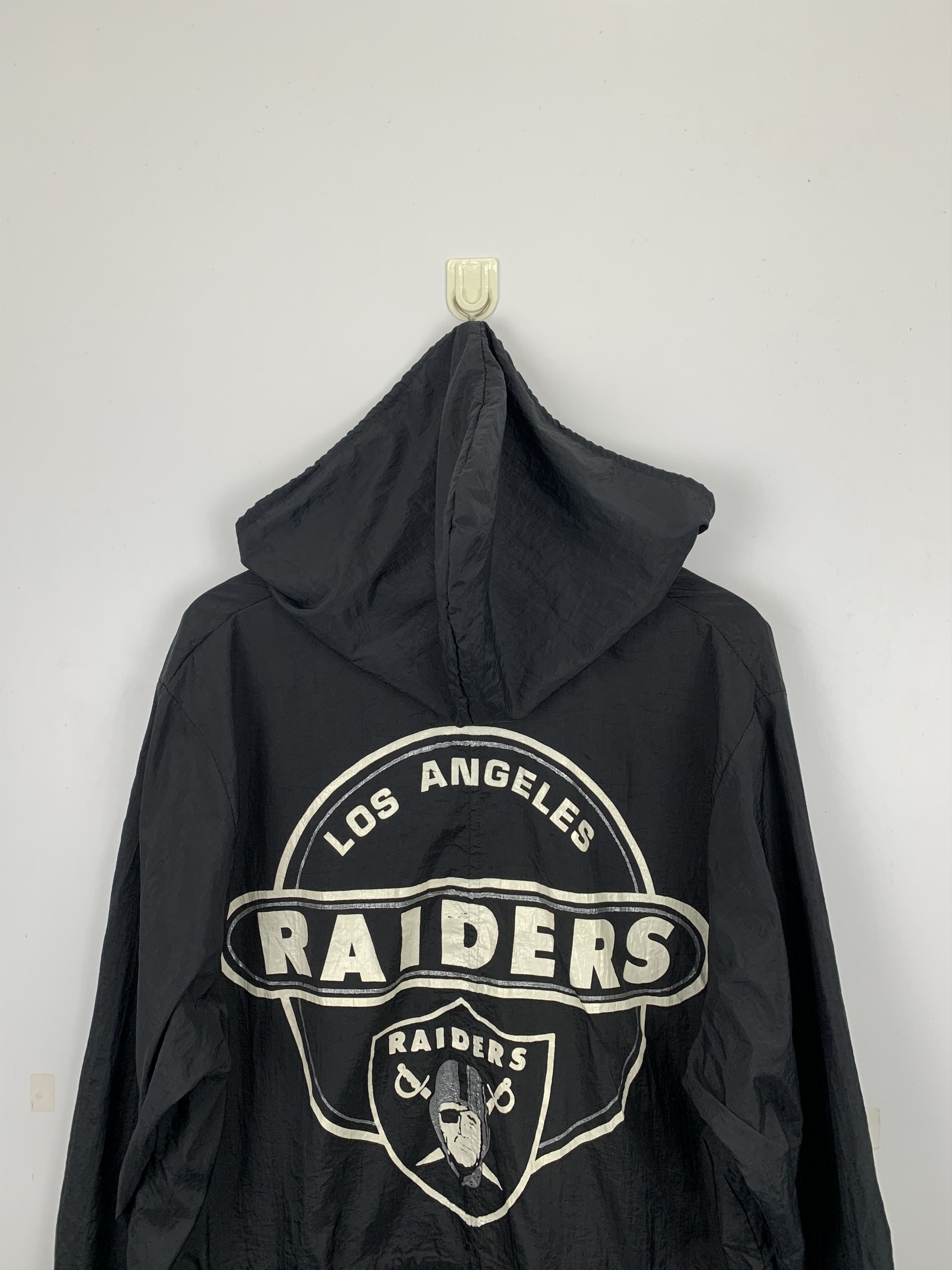 NFL Vintage 90s Raiders Big Logo Long Hoodie Jacket J0958 Size US L / EU 52-54 / 3 - 11 Thumbnail