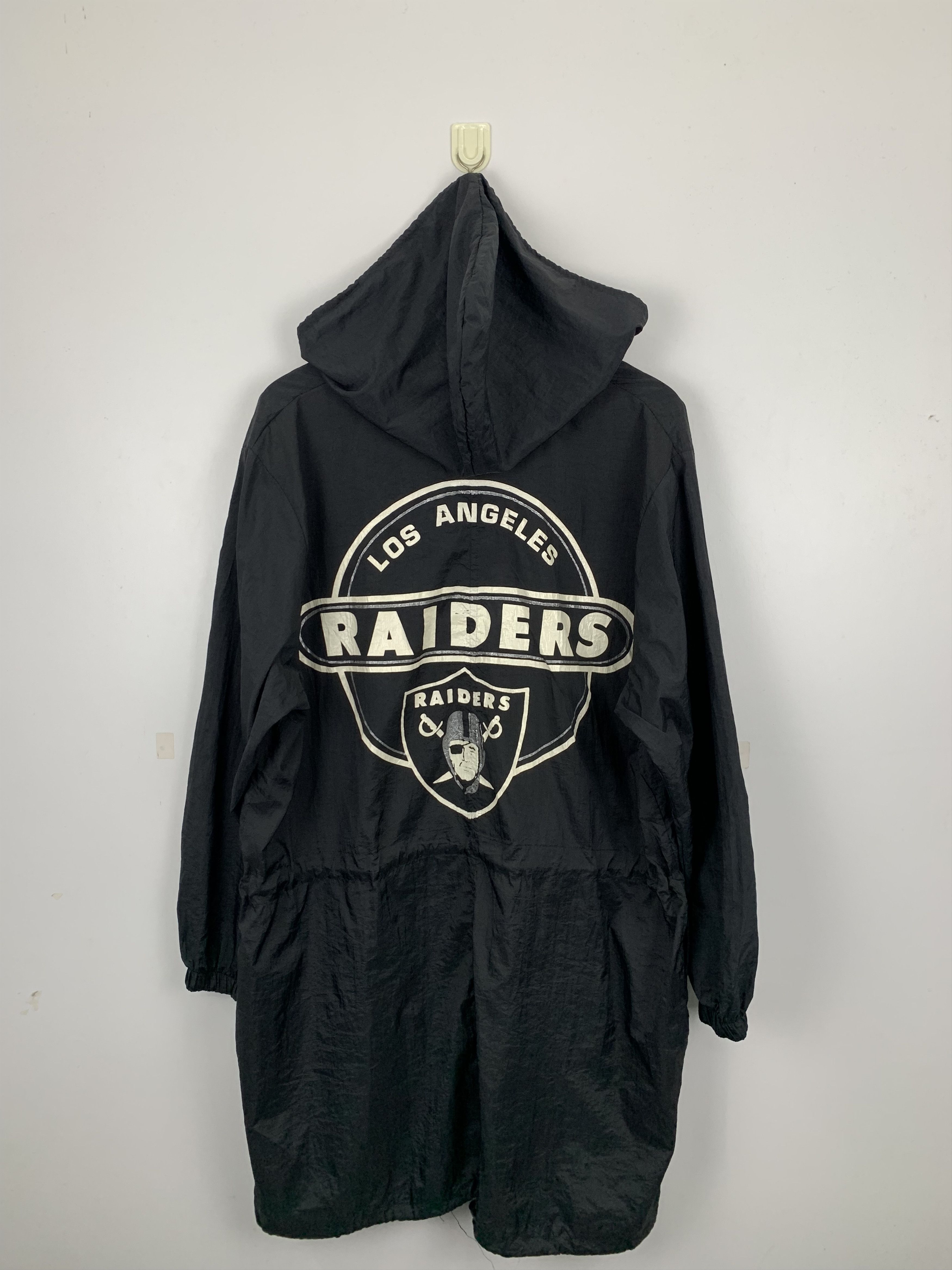 NFL Vintage 90s Raiders Big Logo Long Hoodie Jacket J0958 Size US L / EU 52-54 / 3 - 2 Thumbnail