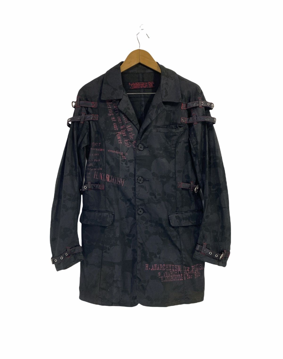 image of A F F A x Avant Garde H.anarchyism For Plus Punk Jacket Bondage Fullprint Skull in Black (Size Smal