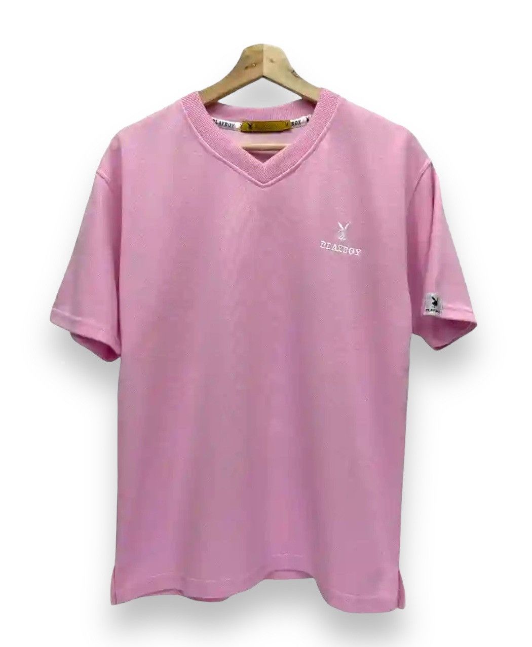 Playboy × Vintage 90’s PLAYBOY Embroidery Big Bunny Spell Out Pink T-Shirt Size US M / EU 48-50 / 2 - 3 Thumbnail