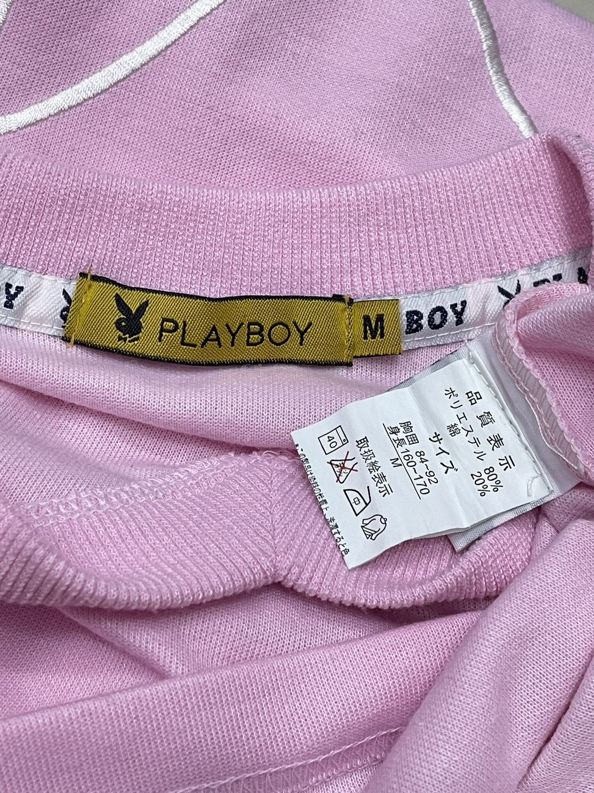 Playboy × Vintage 90’s PLAYBOY Embroidery Big Bunny Spell Out Pink T-Shirt Size US M / EU 48-50 / 2 - 7 Thumbnail