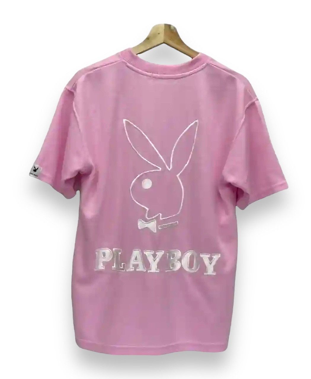 Playboy × Vintage 90’s PLAYBOY Embroidery Big Bunny Spell Out Pink T-Shirt Size US M / EU 48-50 / 2 - 2 Thumbnail