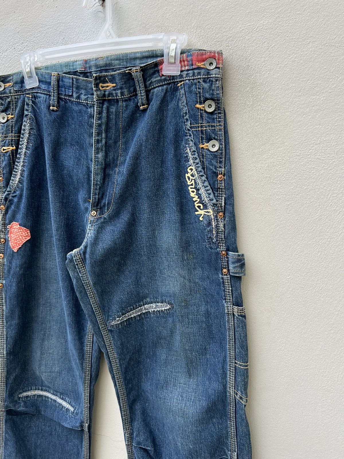 Vintage MEDICAL BRANCH Japan Distressed Embroidery Patchwork Denim Size US 31 - 6 Thumbnail