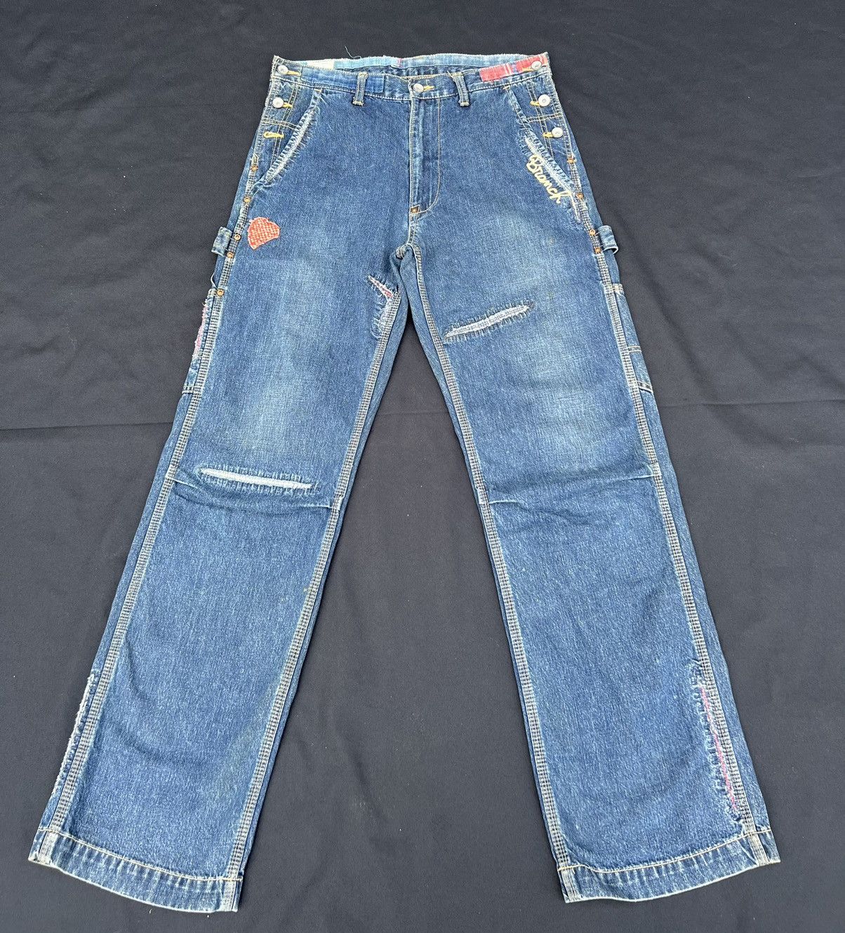 Vintage MEDICAL BRANCH Japan Distressed Embroidery Patchwork Denim Size US 31 - 16 Thumbnail