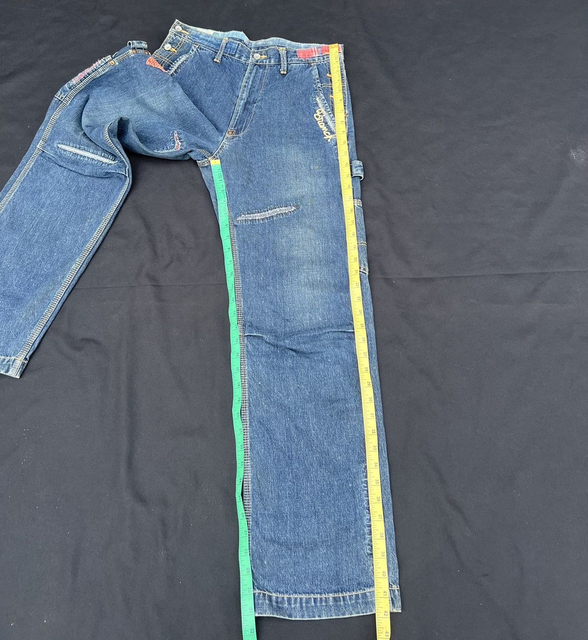 Vintage MEDICAL BRANCH Japan Distressed Embroidery Patchwork Denim Size US 31 - 19 Thumbnail