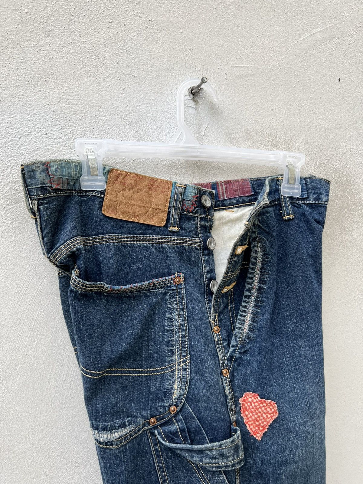 Vintage MEDICAL BRANCH Japan Distressed Embroidery Patchwork Denim Size US 31 - 14 Thumbnail