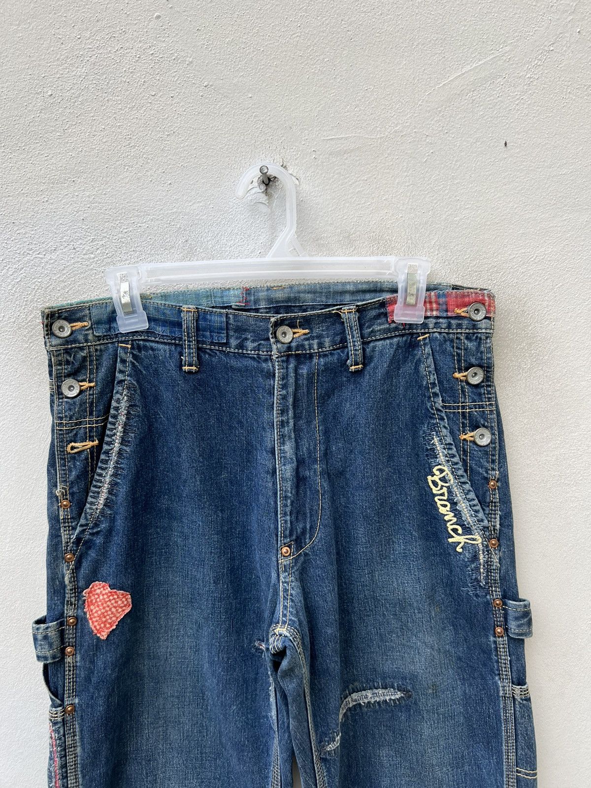 Vintage MEDICAL BRANCH Japan Distressed Embroidery Patchwork Denim Size US 31 - 2 Thumbnail