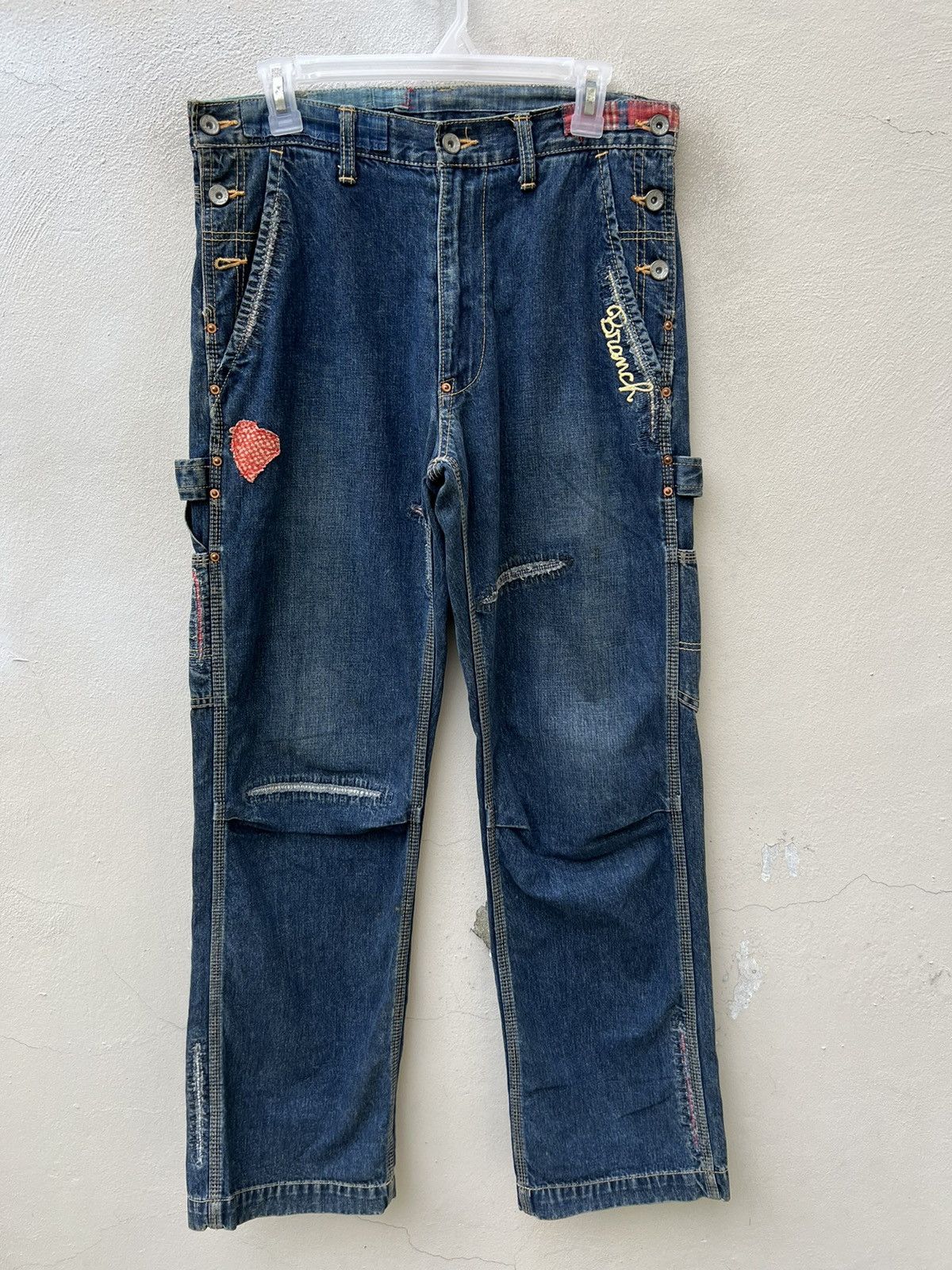 Vintage MEDICAL BRANCH Japan Distressed Embroidery Patchwork Denim Size US 31 - 1 Thumbnail