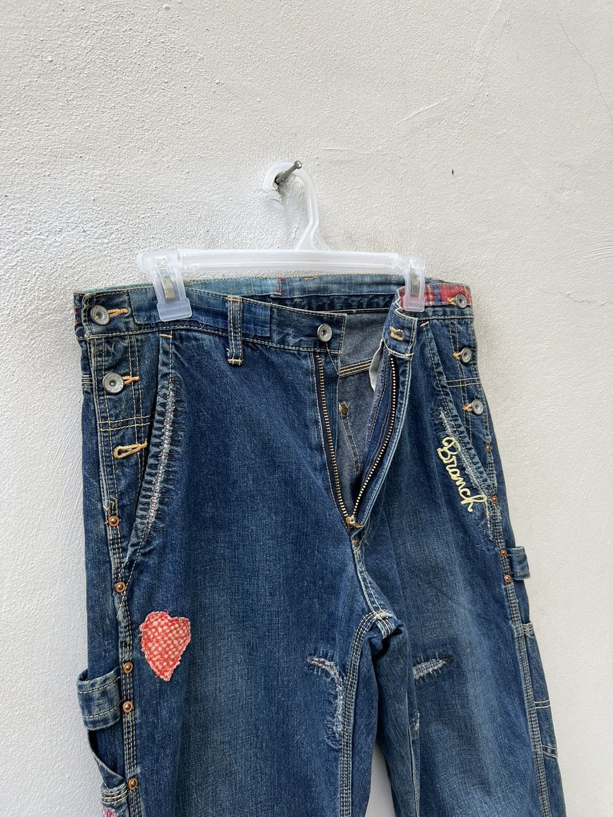 Vintage MEDICAL BRANCH Japan Distressed Embroidery Patchwork Denim Size US 31 - 4 Thumbnail