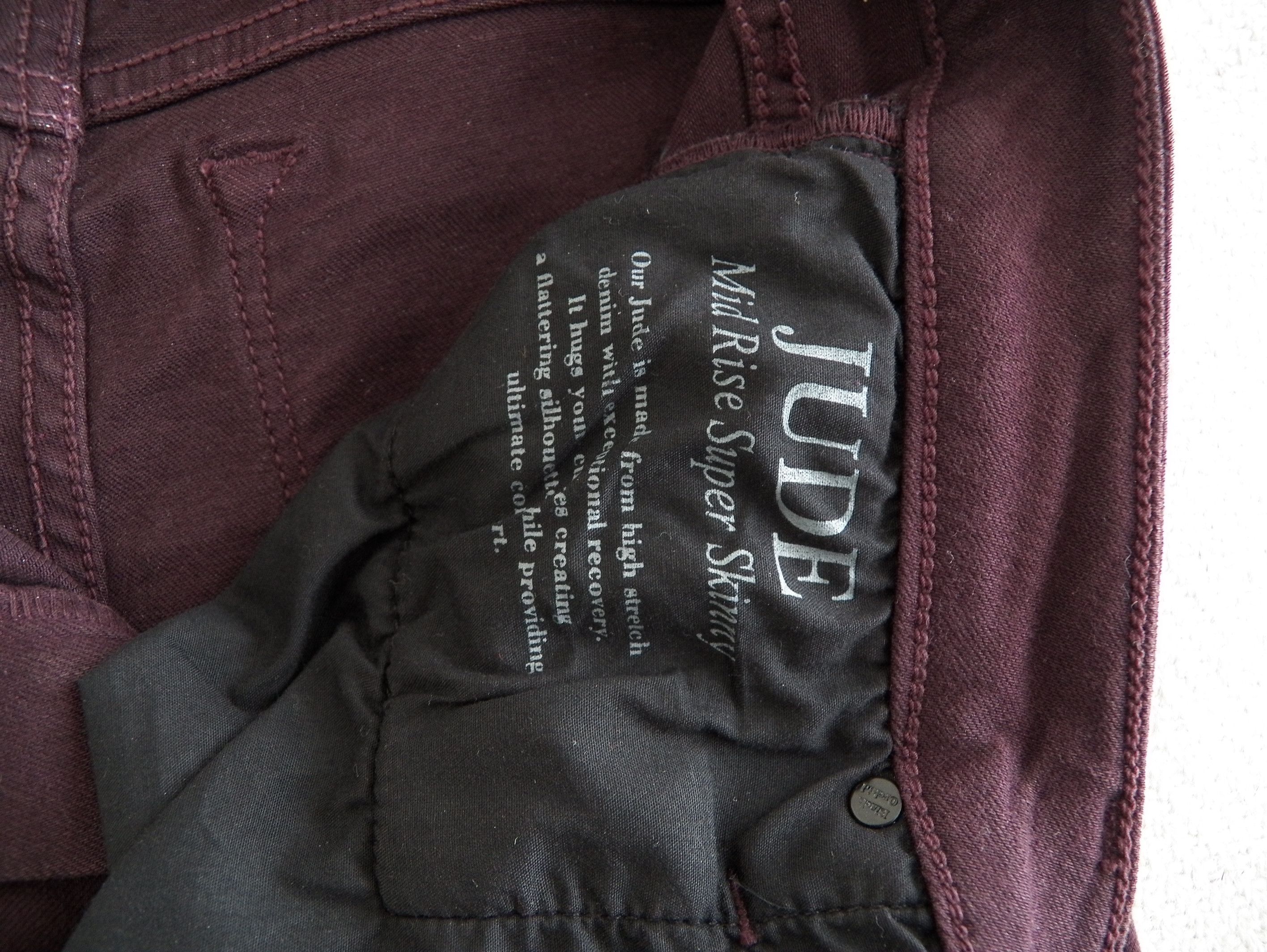 Other Black Orchid Jude Mid Rise Super Skinny Jeans Dark Magenta Size 27" / US 4 / IT 40 - 5 Thumbnail