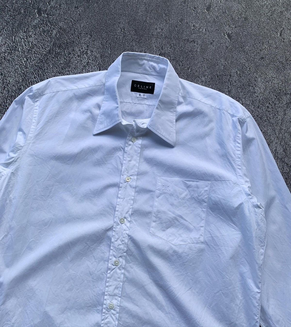 Celine Vintage Celine Homme White Shirt Size US L / EU 52-54 / 3 - 2 Thumbnail