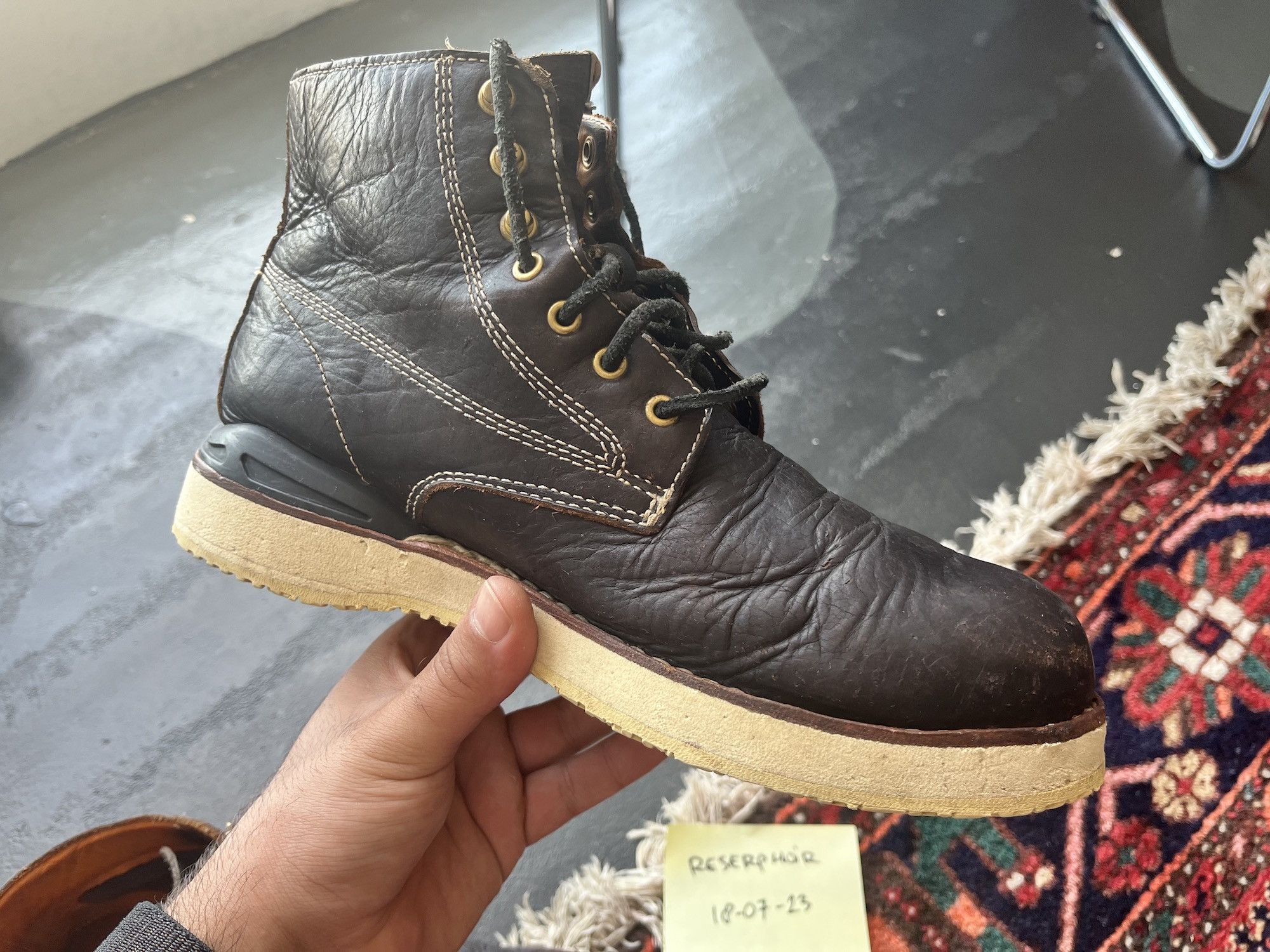 Visvim Virgil Folk Boots Horween Bison Leather Black Boots