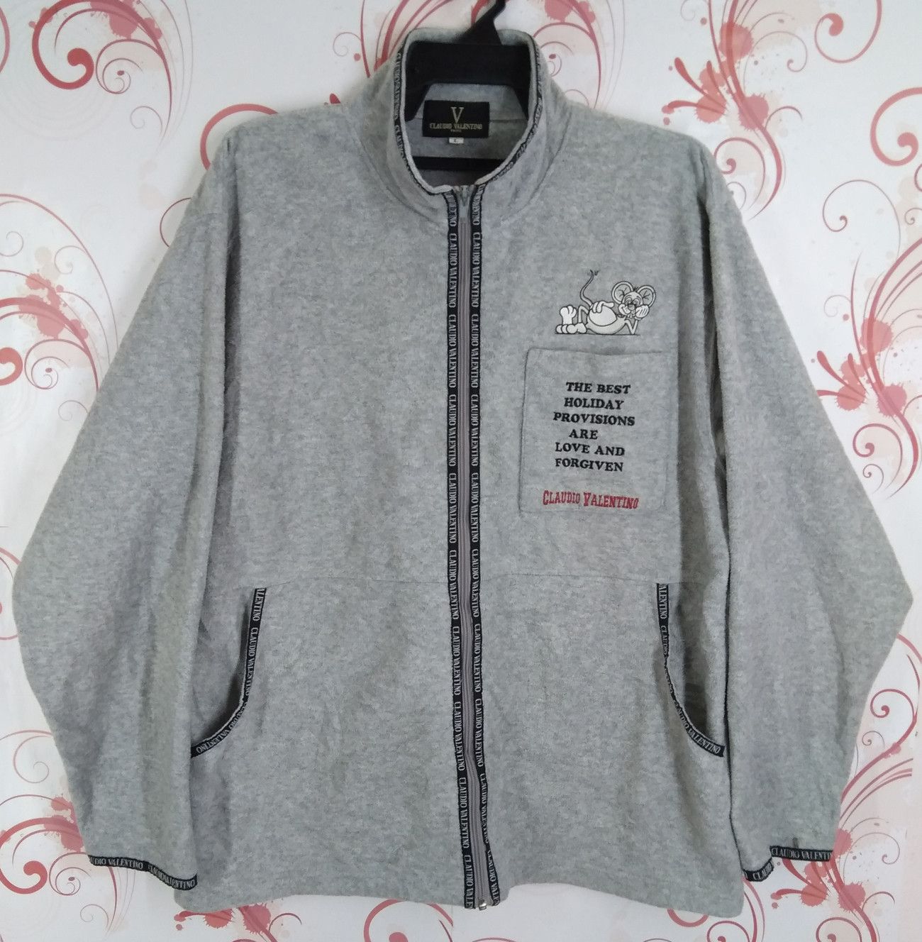 Cartoon Network × Valentino × Vintage CLAUDIO VALENTINO Paris Fleece Sweatshirt Sweater Size US L / EU 52-54 / 3 - 1 Thumbnail