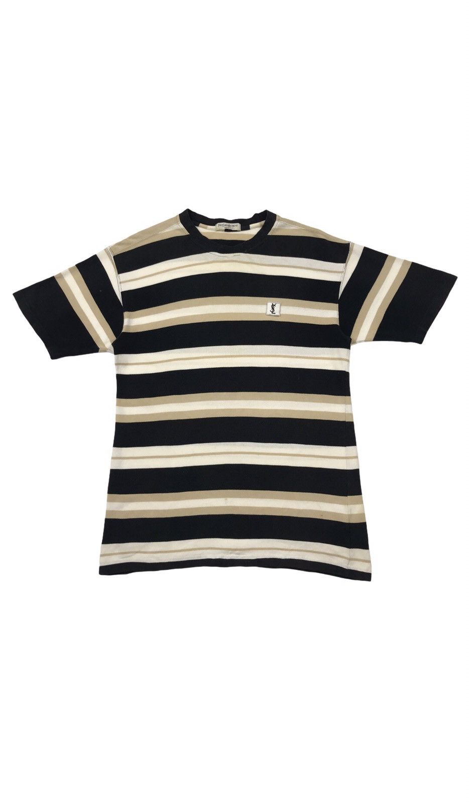Vintage × Yves Saint Laurent Vintage YSL multicour striped with small logo t-shirt Size US L / EU 52-54 / 3 - 1 Thumbnail