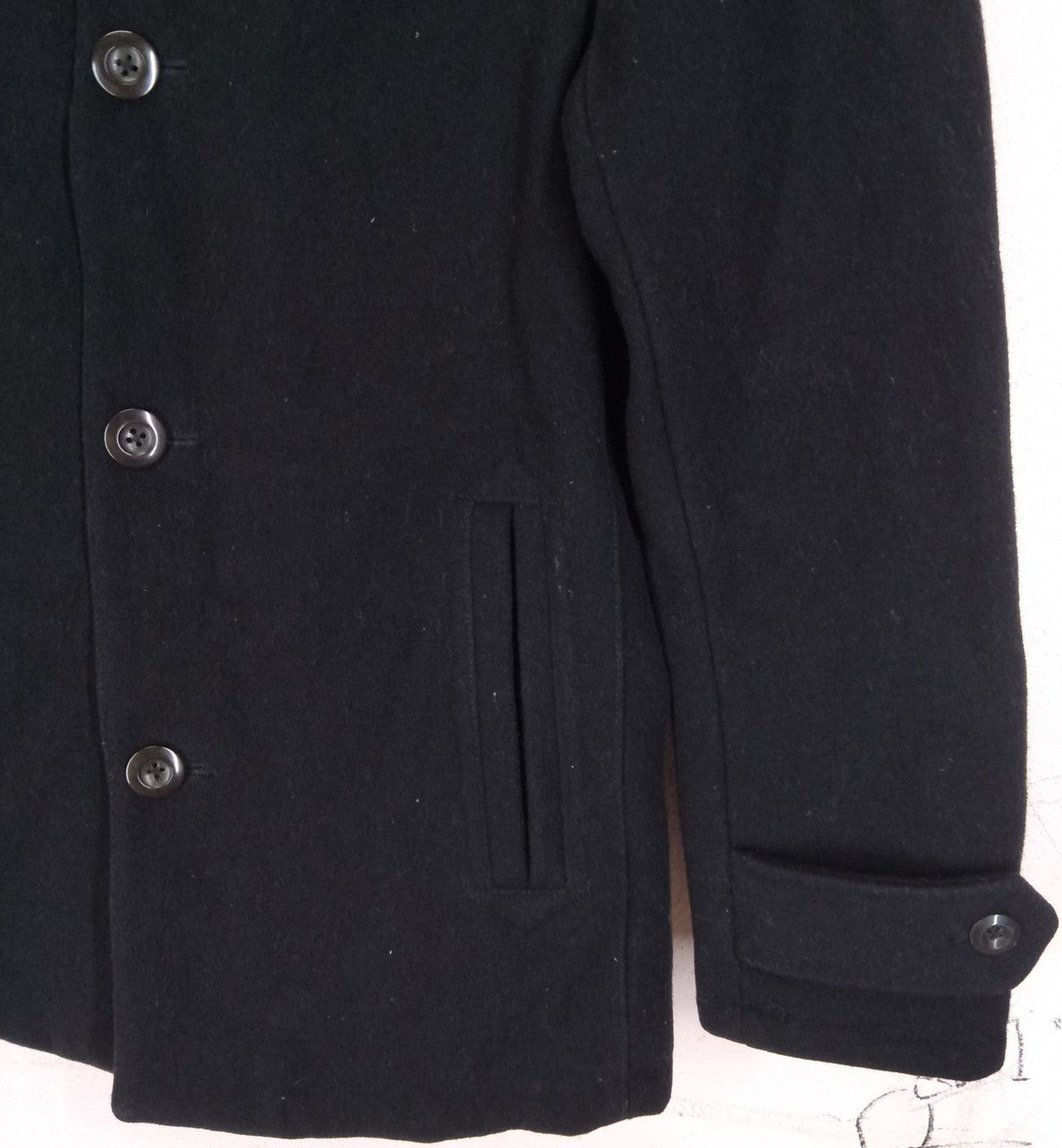 Japanese Brand × Rhythm × United Arrows Vintage Japan UNITED ARROWS RHYTHM Wool Peacoat Jacket Size US S / EU 44-46 / 1 - 3 Thumbnail