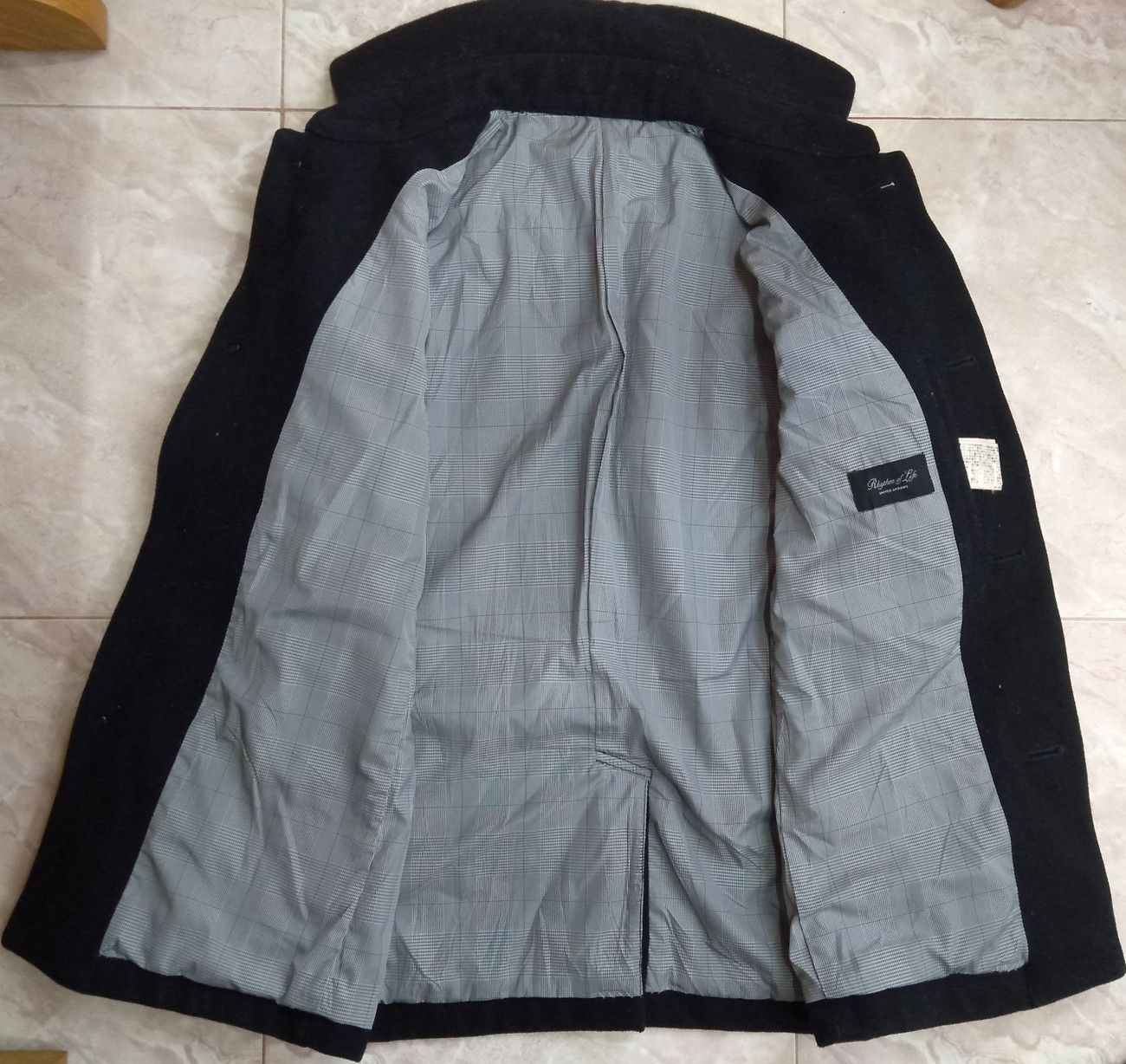 Japanese Brand × Rhythm × United Arrows Vintage Japan UNITED ARROWS RHYTHM Wool Peacoat Jacket Size US S / EU 44-46 / 1 - 7 Thumbnail