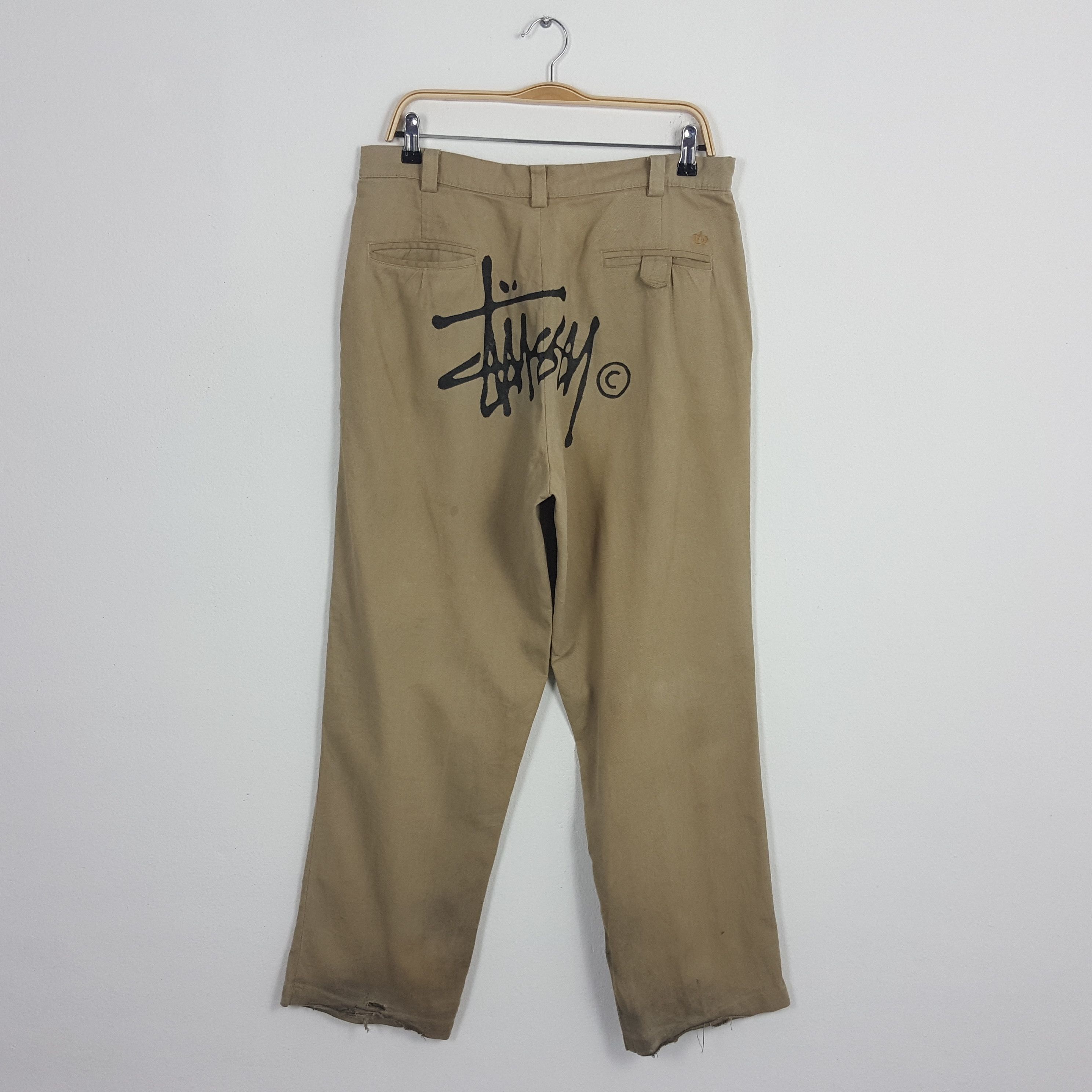 Stussy Stussy Distressed Leather Work Pants Brown Size 34 | Grailed