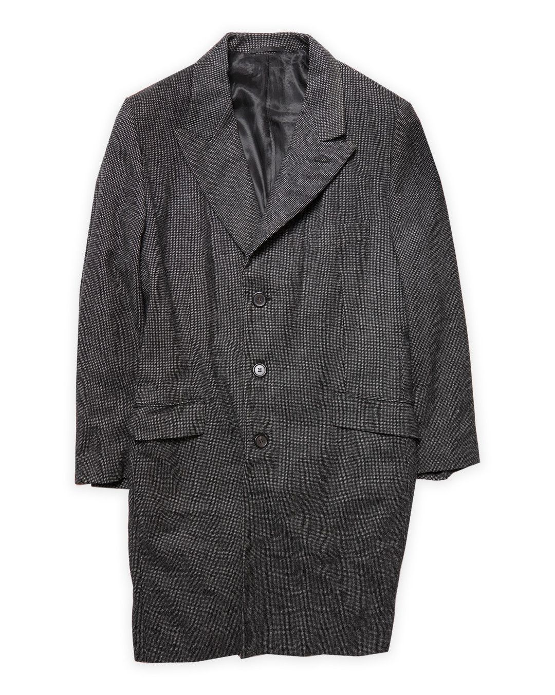 image of Prada Archive Lana Wool Grey Overcoat, Men's (Size Medium)