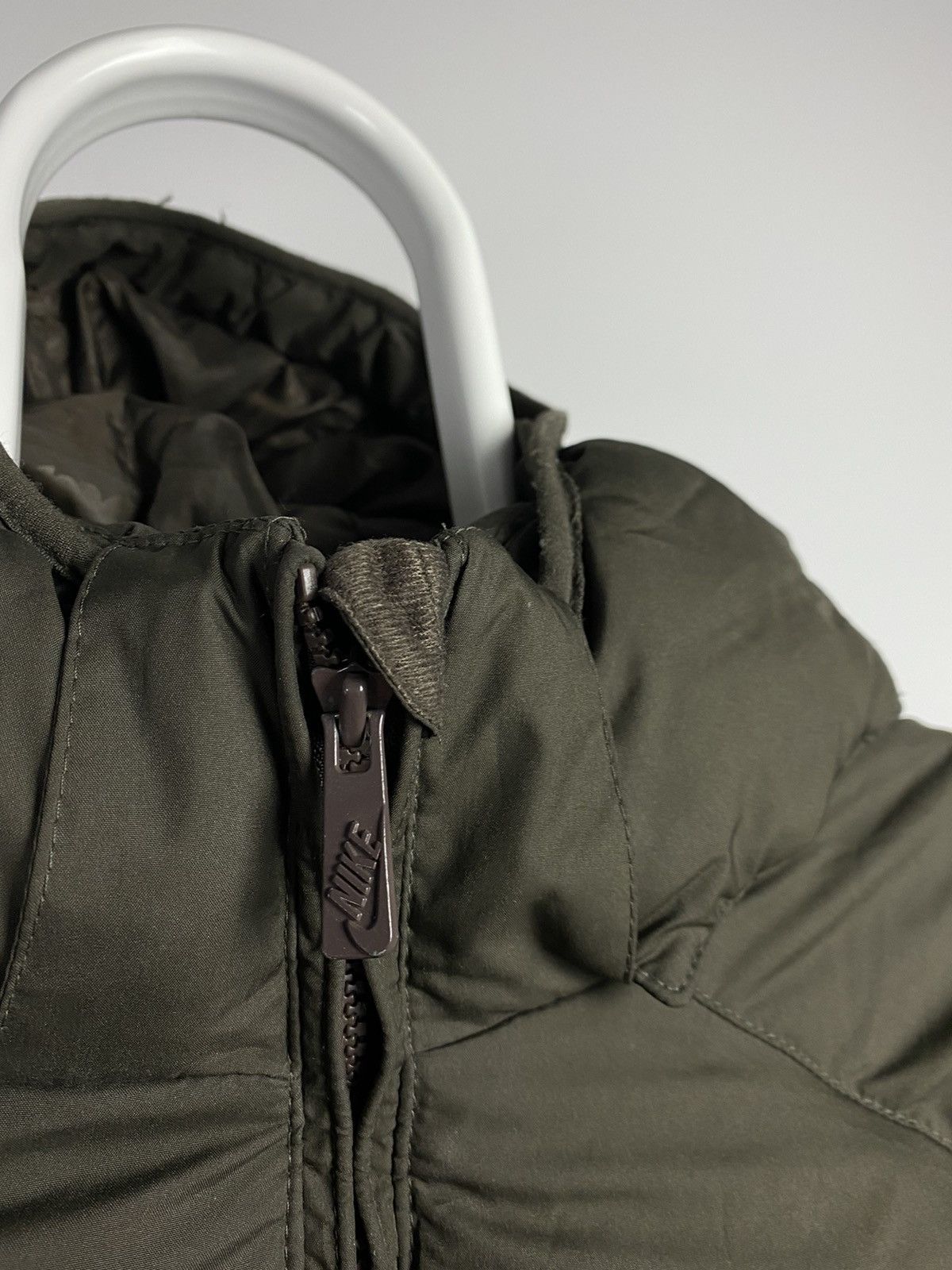 Nike × Vintage Nike vintage brown puffer jacket baby blue swoosh Size US M / EU 48-50 / 2 - 3 Thumbnail