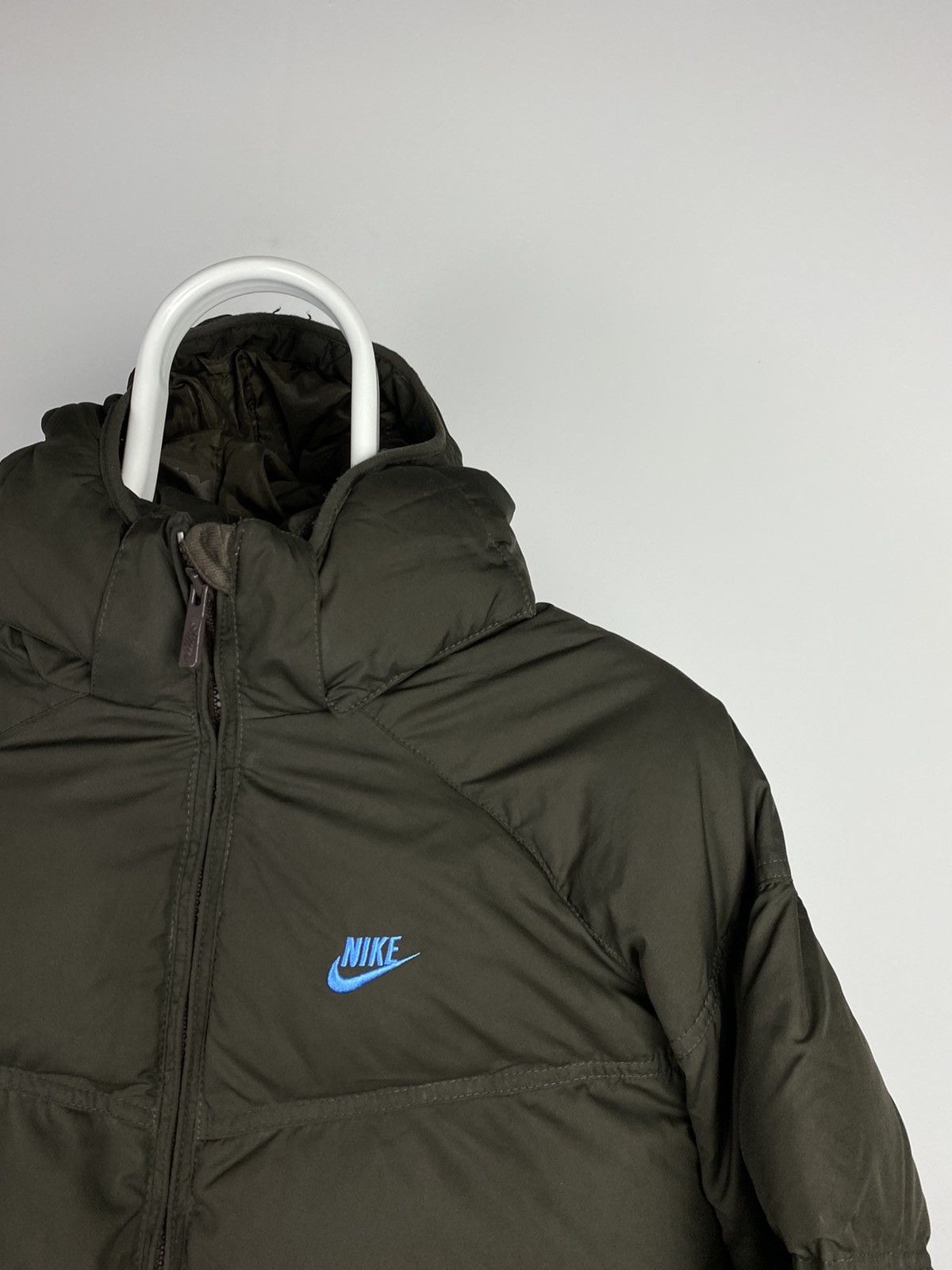 Nike × Vintage Nike vintage brown puffer jacket baby blue swoosh Size US M / EU 48-50 / 2 - 2 Thumbnail