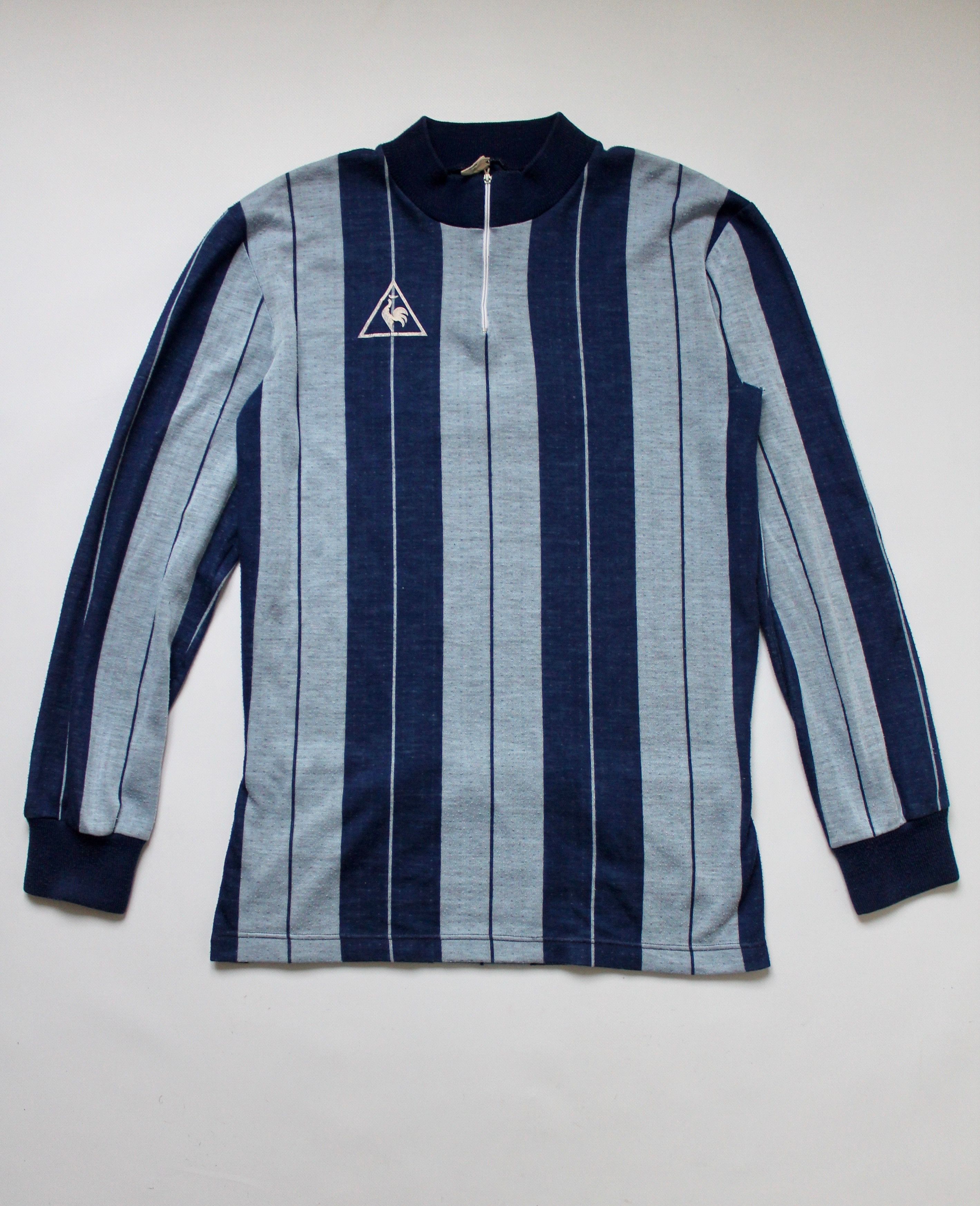 Vintage 70's / 80's Le Coq Sportif Striped Cycling Jersey in Blue, Men's — image 3 of 6