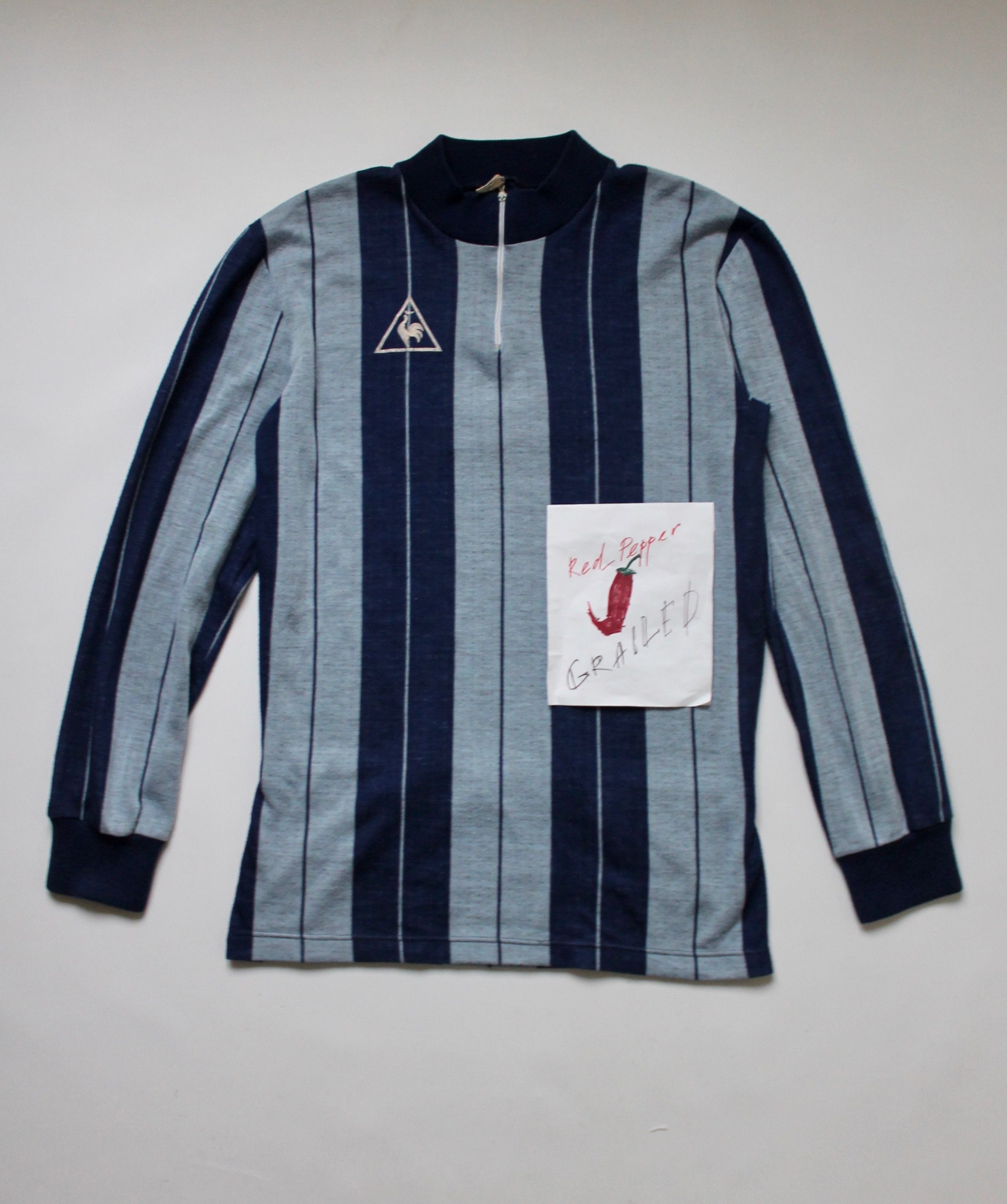 Vintage 70's / 80's Le Coq Sportif Striped Cycling Jersey in Blue, Men's — image 4 of 6
