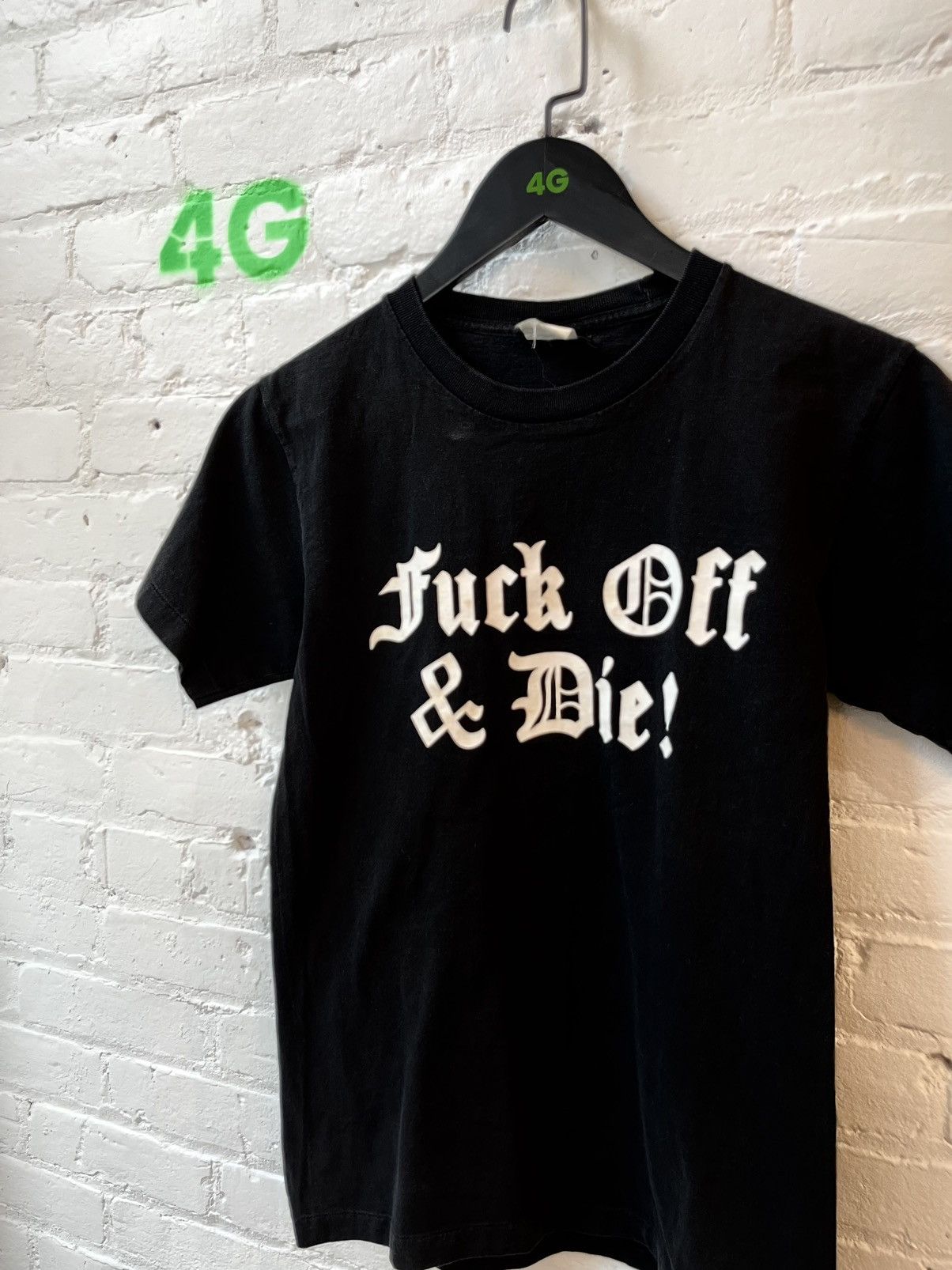 Vintage Vintage FUCK OFF & DIE Single Stitch Black Shirt INSANE Size US S / EU 44-46 / 1 - 7 Thumbnail