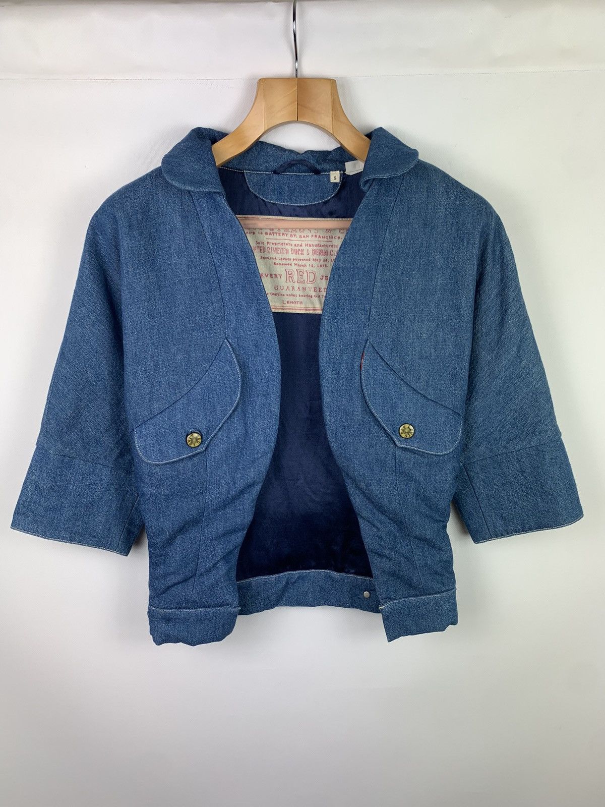 Levi's Vintage Clothing Rare LVC Levi’s vintage red kimono Style denim blazer Size S / US 4 / IT 40 - 1 Thumbnail