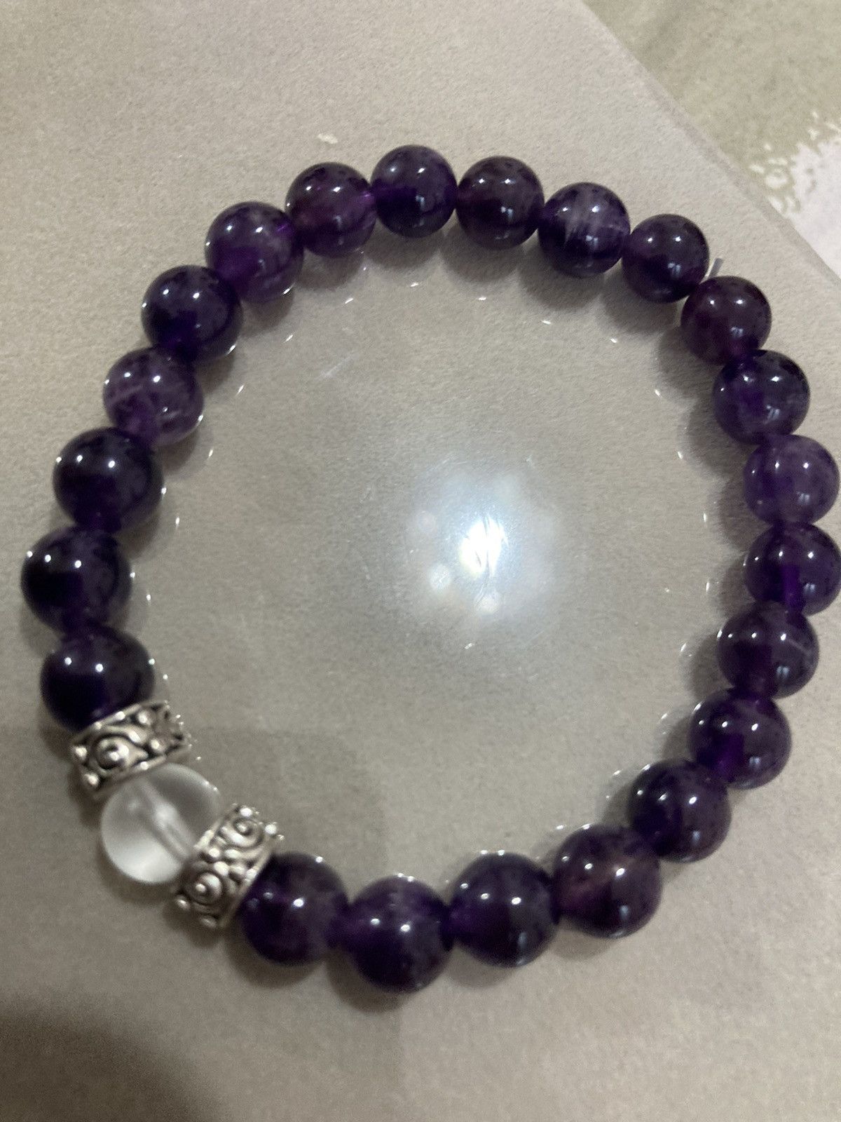 Handmade SALE Amethyst beaded bracelet Size ONE SIZE - 2 Thumbnail