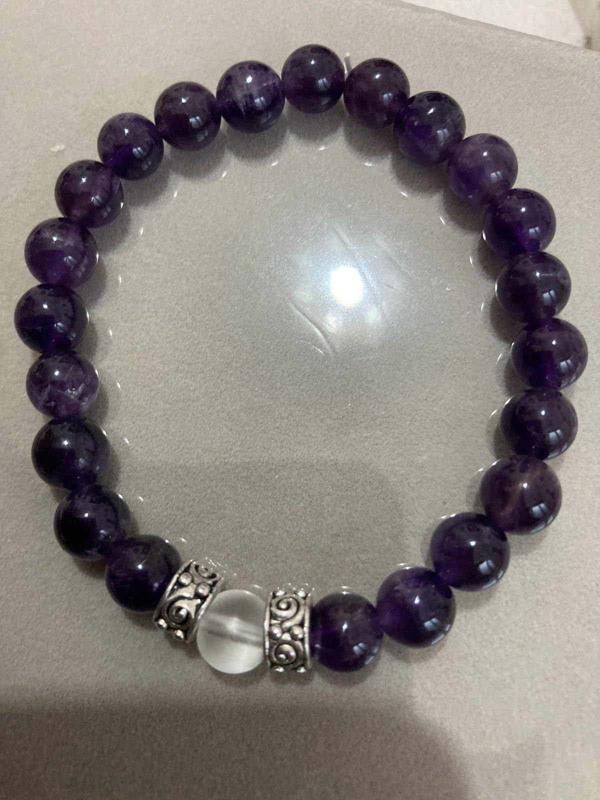 Handmade SALE Amethyst beaded bracelet Size ONE SIZE - 1 Thumbnail