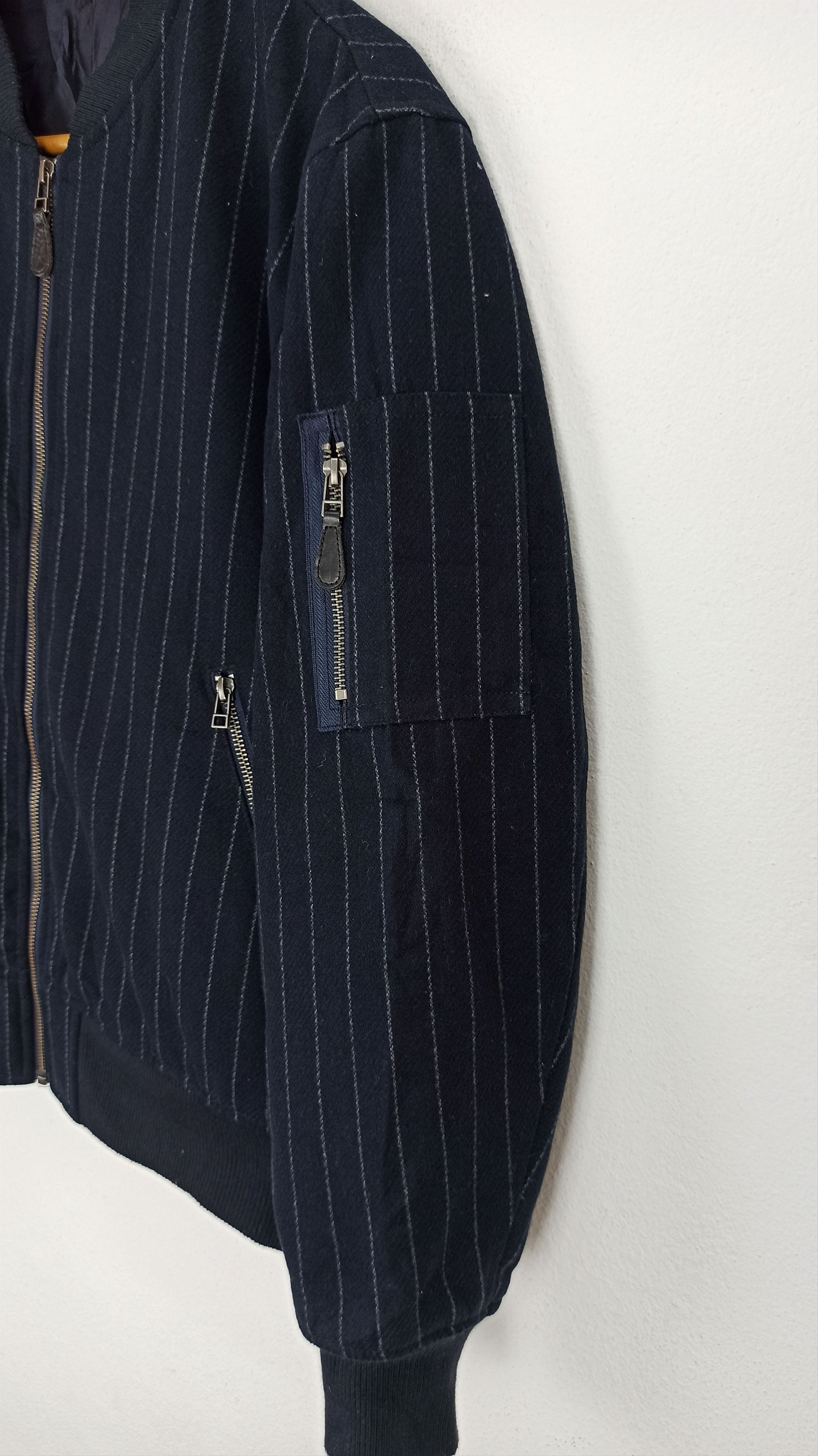 Japanese Brand 🔥STEALS🔥 G.U Hickory Stripe 100% Wool Varsity Jacket Size US L / EU 52-54 / 3 - 3 Thumbnail