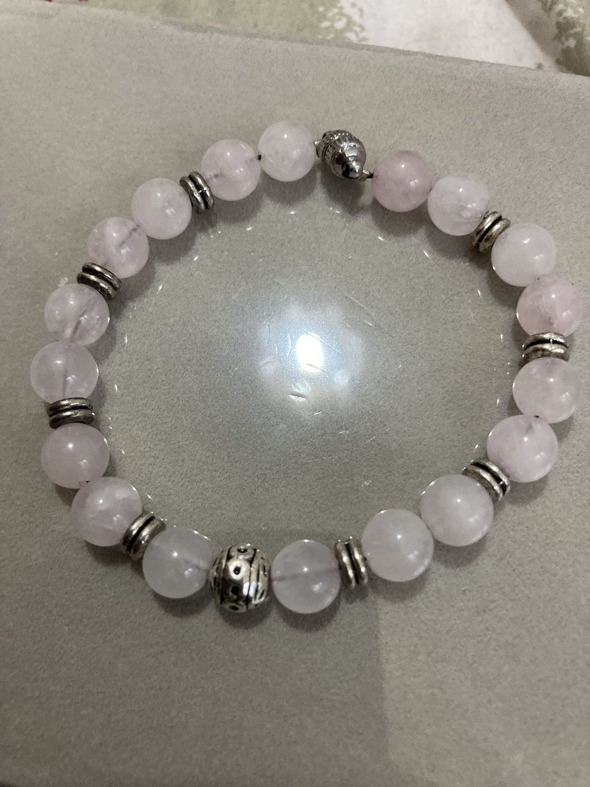 Handmade SALE Rose Quartz beaded bracelet Size ONE SIZE - 1 Thumbnail