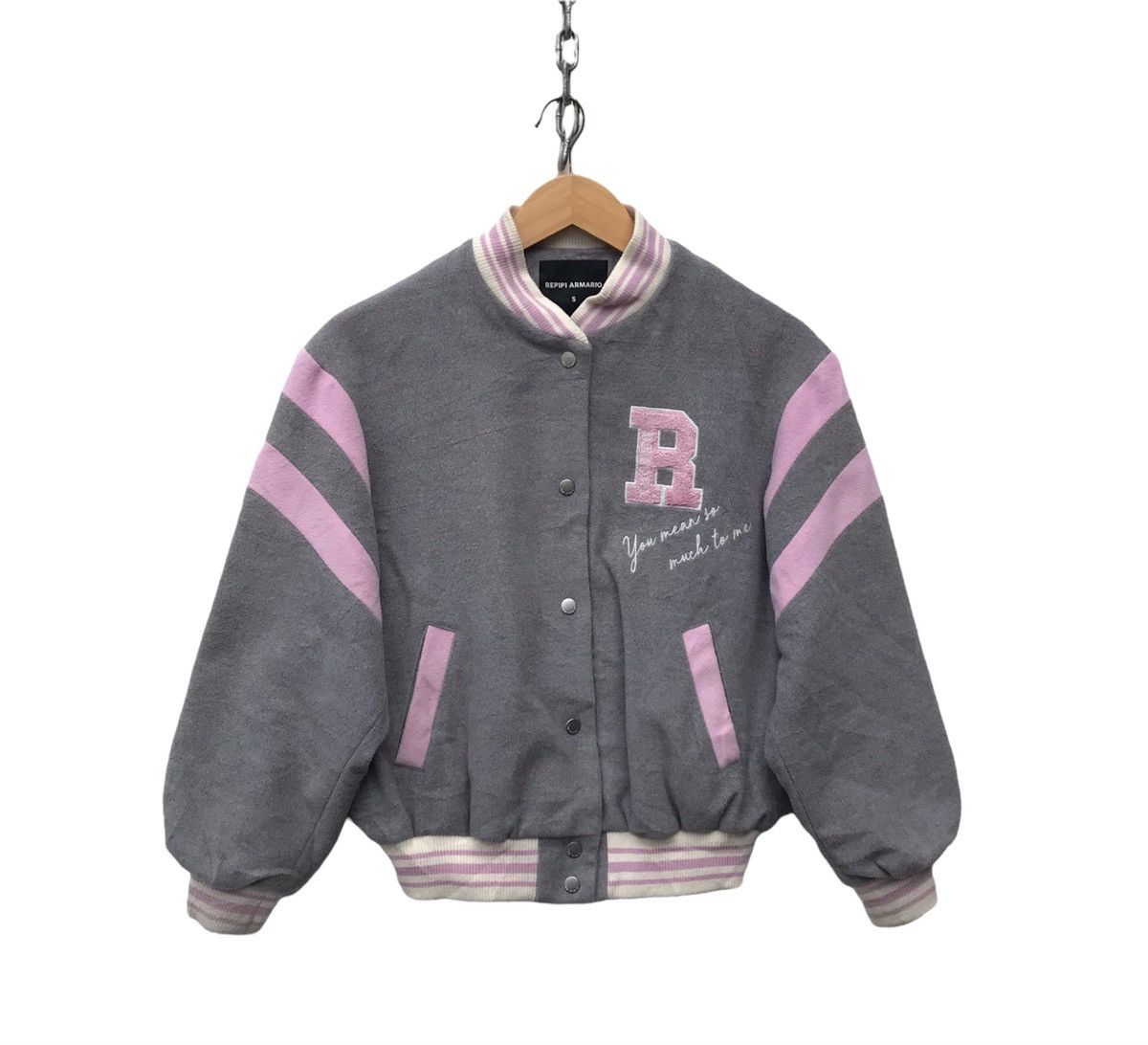 image of Repipi Armario Women Varsity Jacket Streetwear Jacket in Grey (Size Medium)