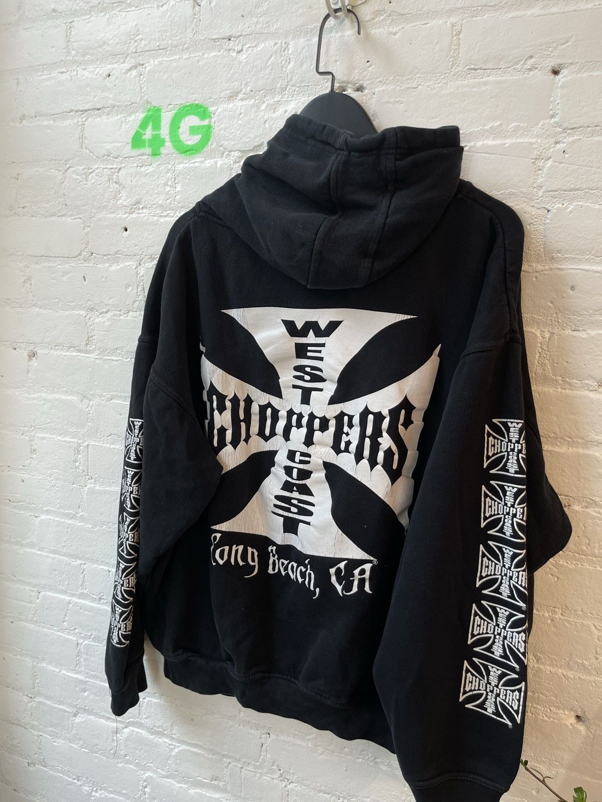 Vintage Vintage WEST COAST CHOPPERS THRASHED BLACK HOODIE Size US L / EU 52-54 / 3 - 4 Thumbnail