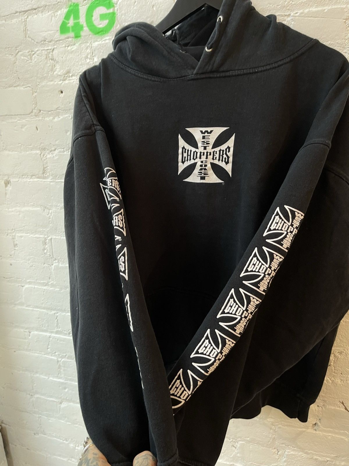 Vintage Vintage WEST COAST CHOPPERS THRASHED BLACK HOODIE Size US L / EU 52-54 / 3 - 3 Thumbnail