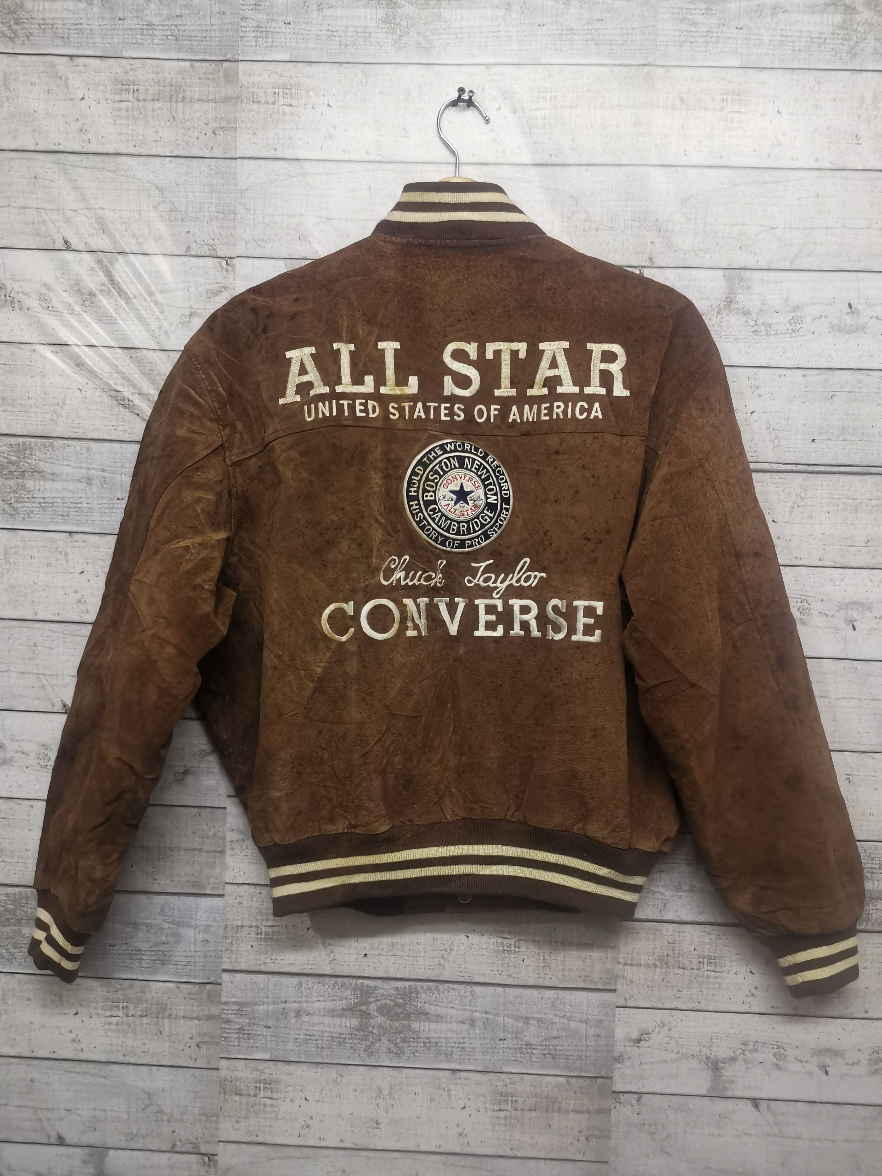 Pre-owned Converse X Vintage Converse All Star Quilted Varsity Jacket In Brown