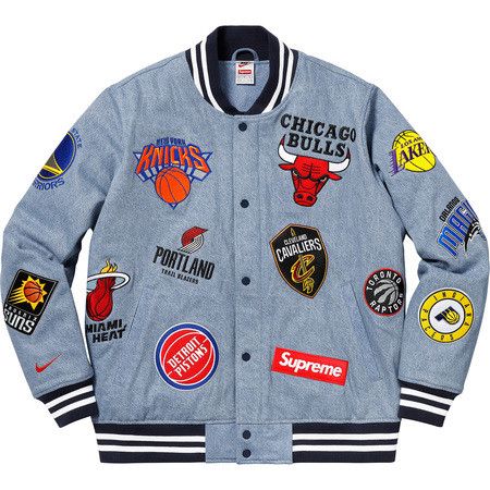 NBA Nike Supreme Supreme Nike NBA Teams Warm Up Jacket Denim Grailed