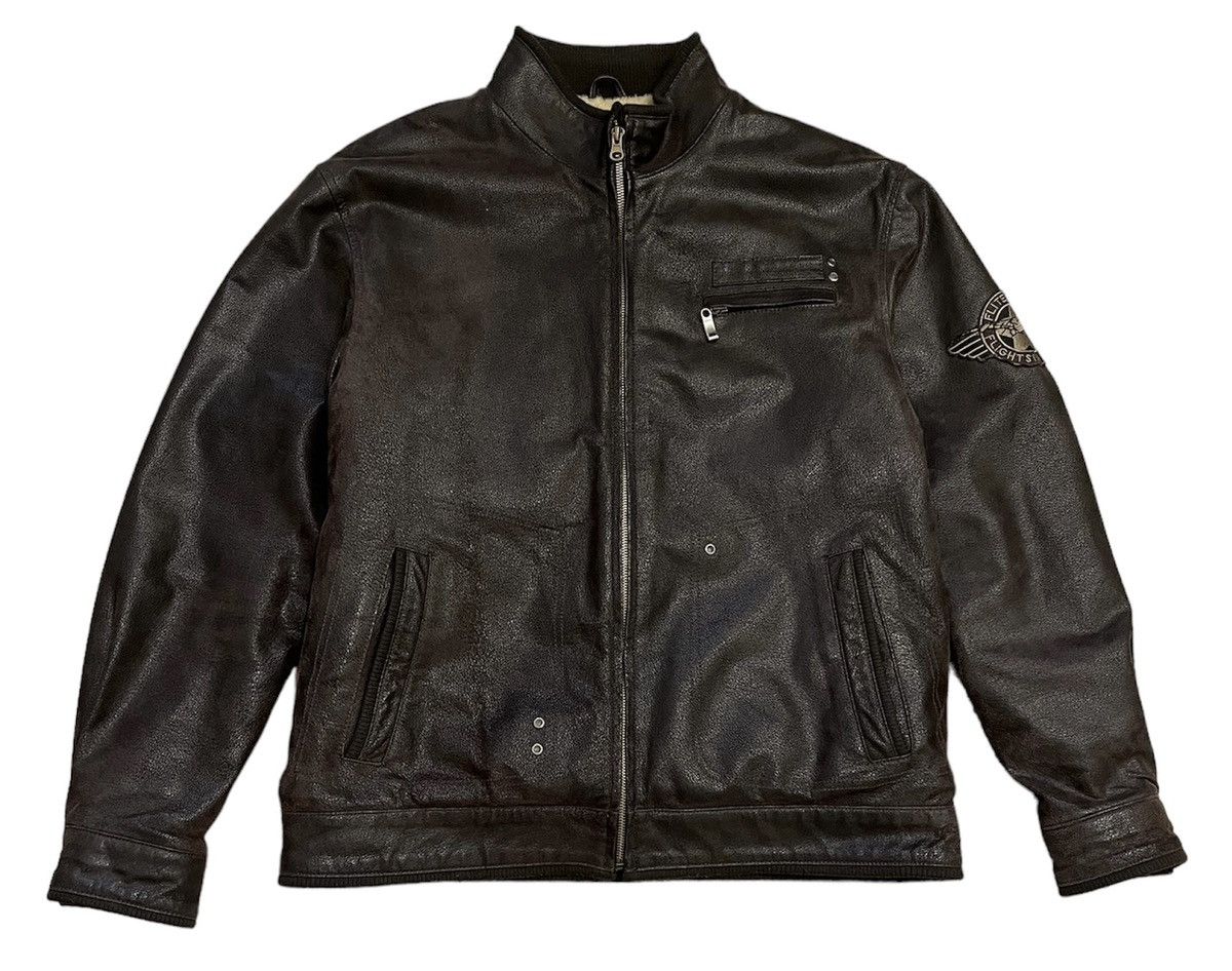 Vintage Vintage Leather Brown Flight Jacket airlines flitestar | Grailed