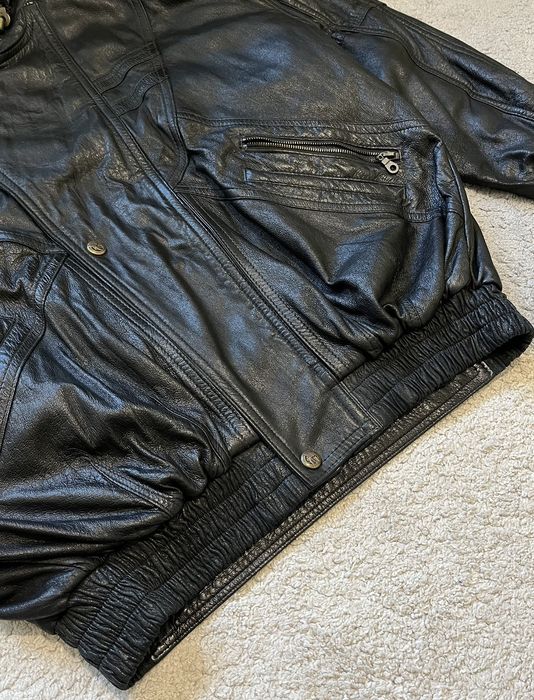 Vintage Vintage Black Leather Jacket Fiocchi Italy | Grailed