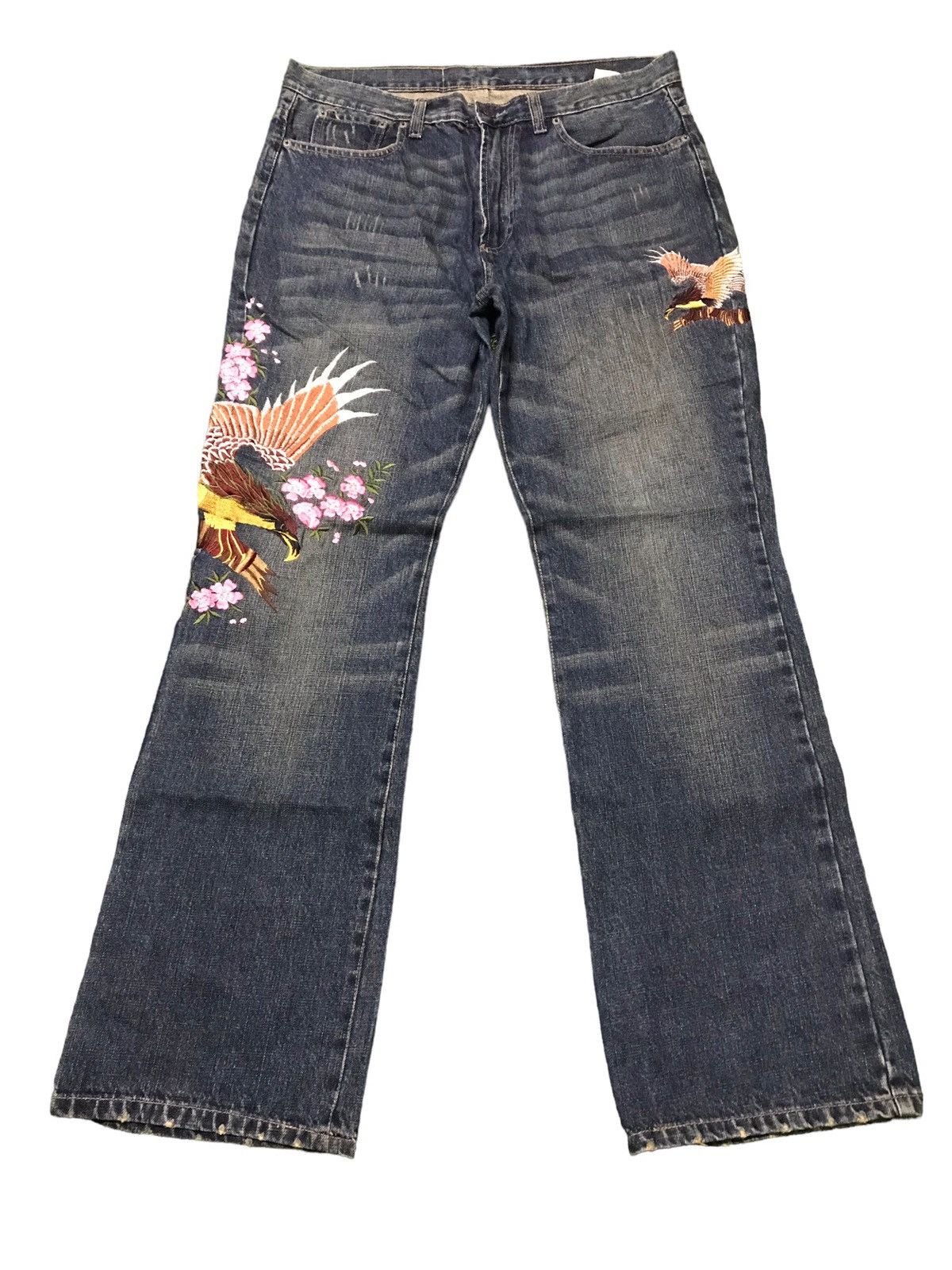 Japanese Brand QUADRO Japanese Brand Sukajan Eagle Embroidered Denim Jeans Size US 36 / EU 52 - 1 Thumbnail